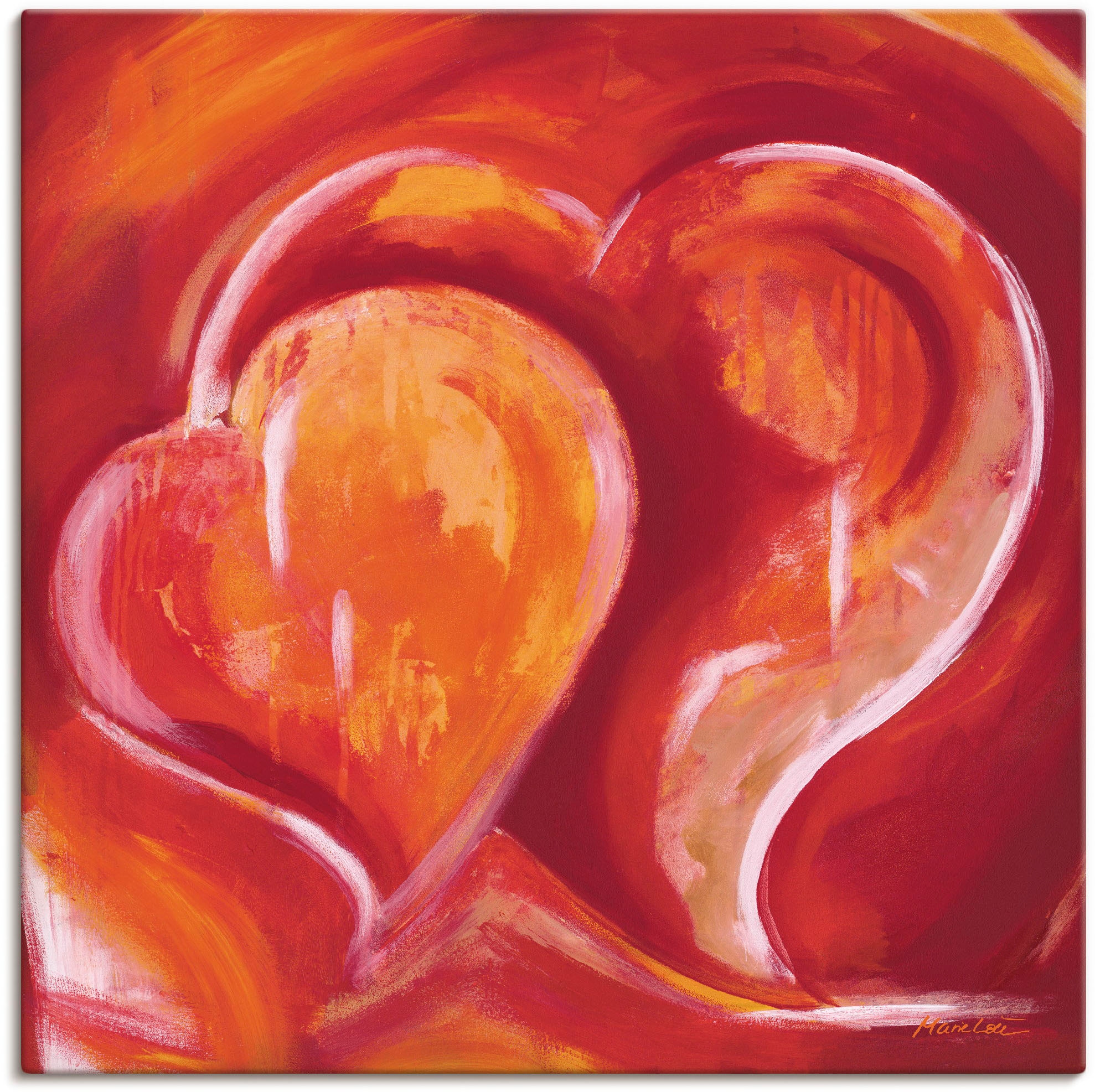 Wandbild Artland Herzen (1 in Alubild, Herzbilder, bequem St.), oder Poster versch. Rot«, - als »Abstrakte Wandaufkleber Leinwandbild, kaufen Grössen