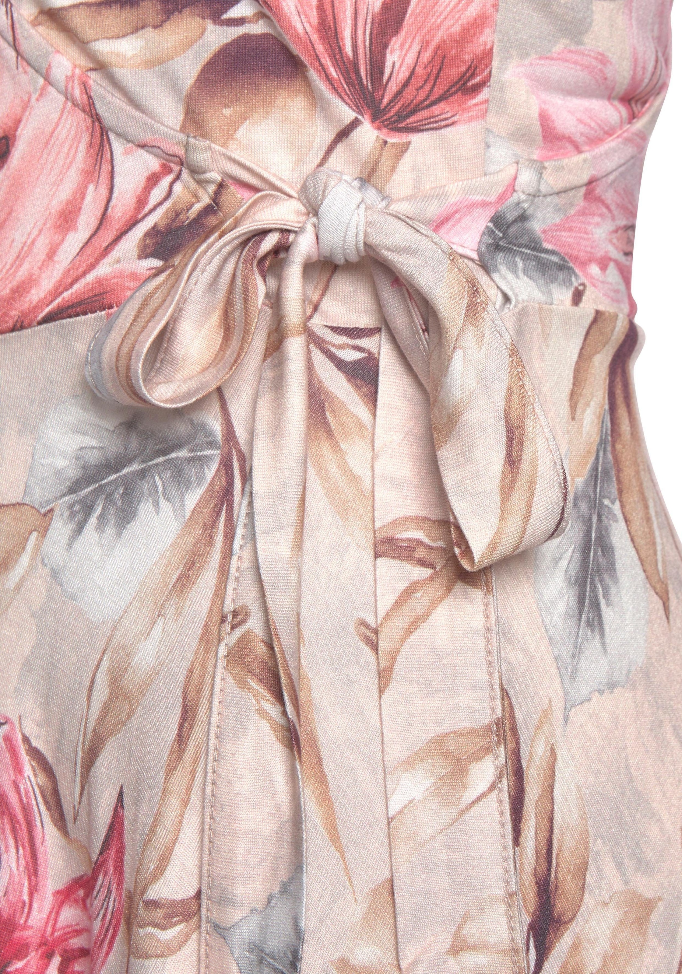 s.Oliver Druckkleid, mit Bindeschleife seitlich, bequemes Wickelkleid, Sommerkleid
