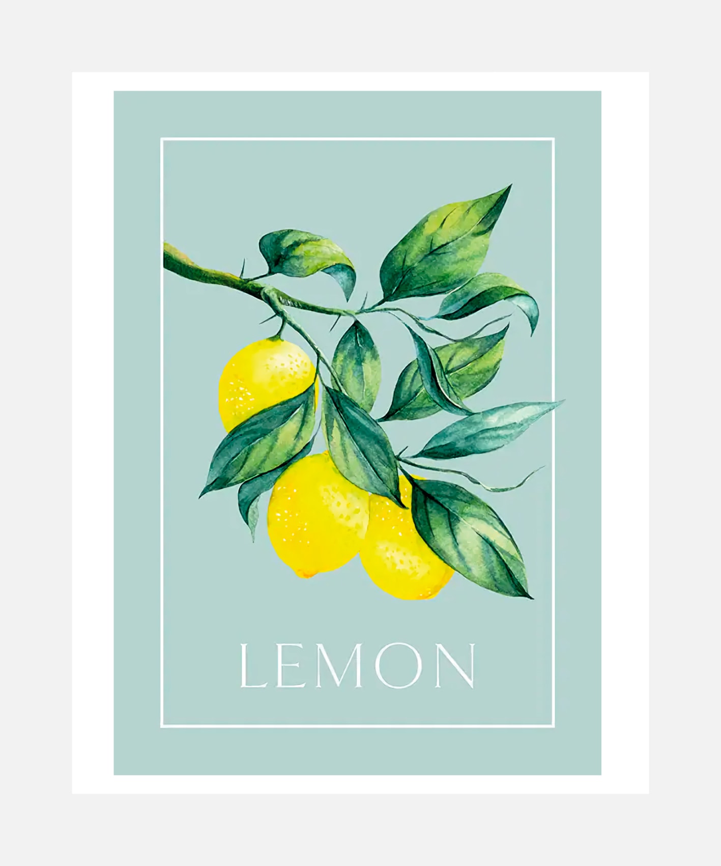 Image of queence Bild mit Rahmen "oder Poster, Lemon - Zitronenzweig" Abstrakt Figuren Obst Obst Bilder Schriftzug 1 Stk. tlg. HD Premium Druck
