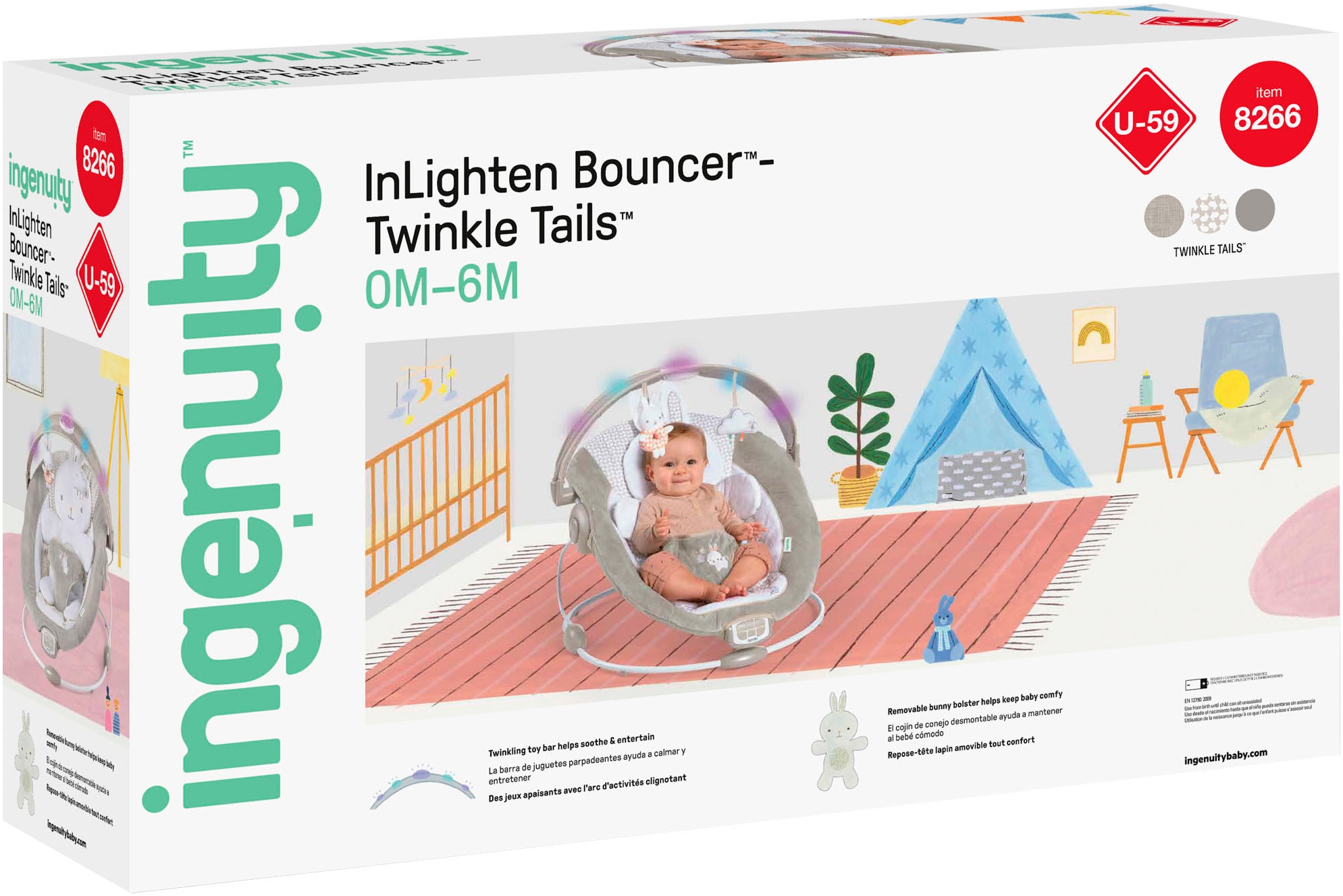 ingenuity Balançoire bébé »InLighten Bouncer™ - Twinkle Tails™« bis 9 kilos mit Licht und Sound