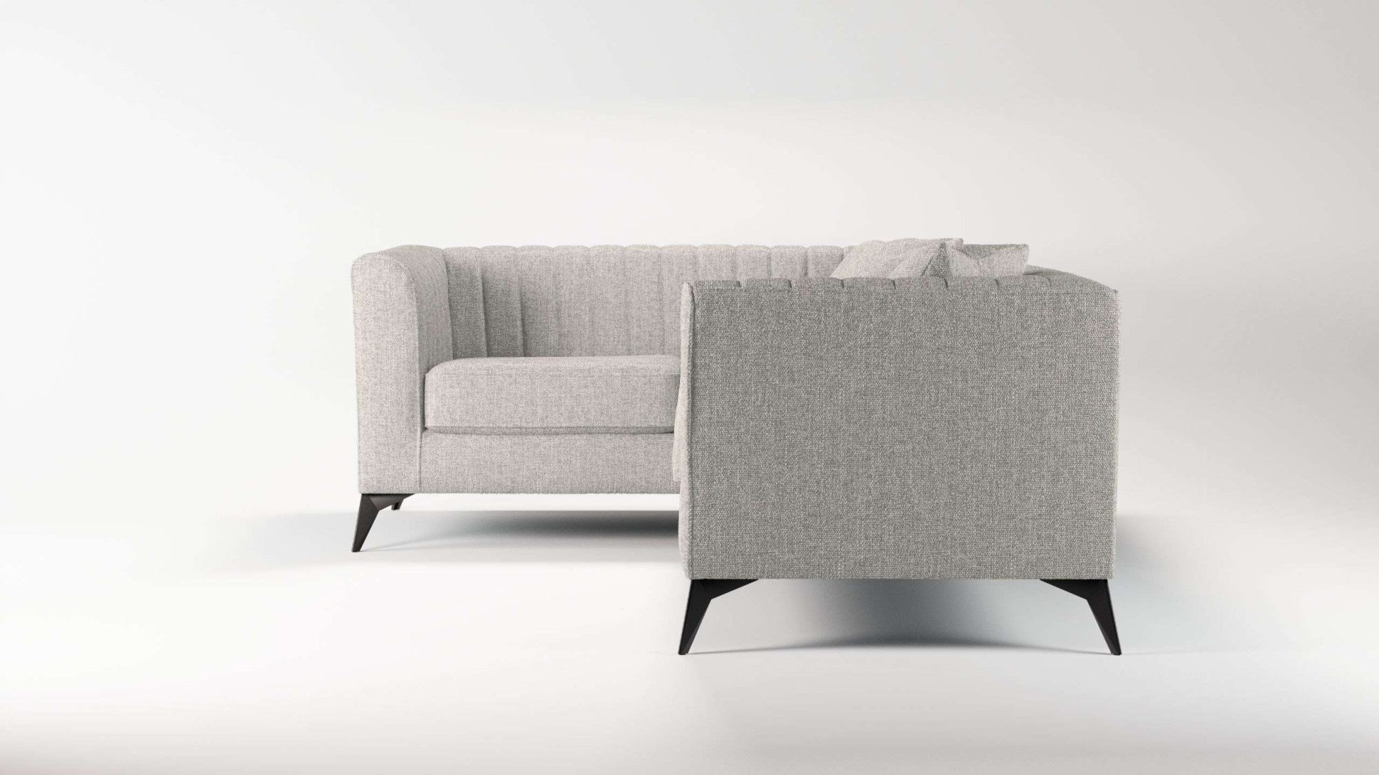 Places of Style Ecksofa »MATTHEW L-Form ideal für kleine Räume, Masse B/T/H: 240/167/74 cm«, elegantes Designsofa, Steppung im Rücken, incl. Zierkissen