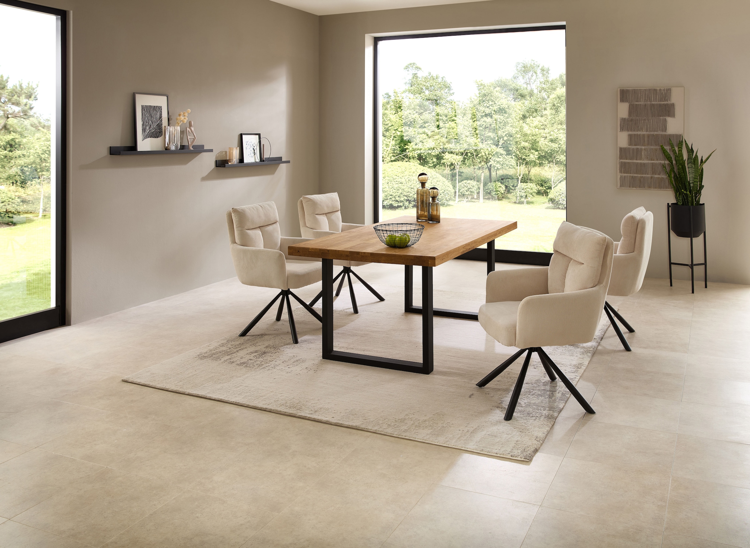 Stolkom Table de salle à manger »Chris Esszimmertisch Eiche Massivholz, BxHxT 110x47x70 cm« Gerade Kante, Industrial Style Eiche Massivholz