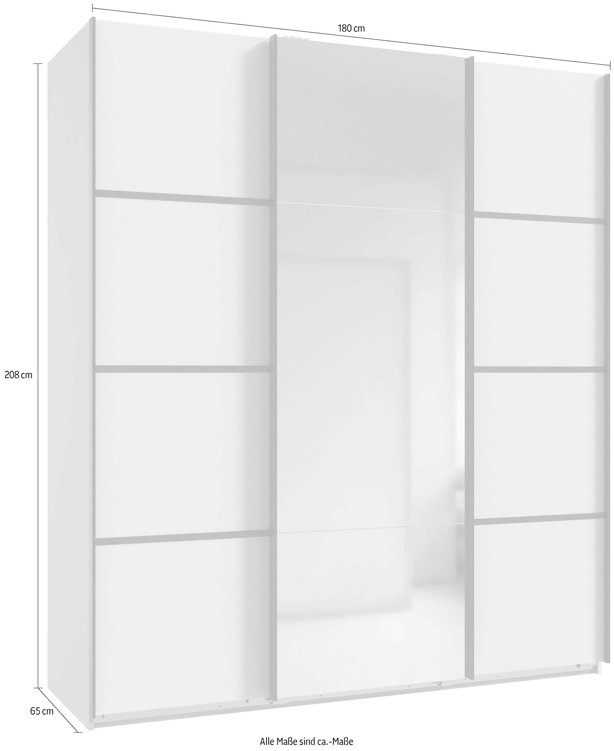 Wimex Schwebetürenschrank »Jork Kleiderschrank mit Spiegel, schwarze Metallgriffe« Schrank in verschiedenen Grössen und Innenausstattungsvarianten