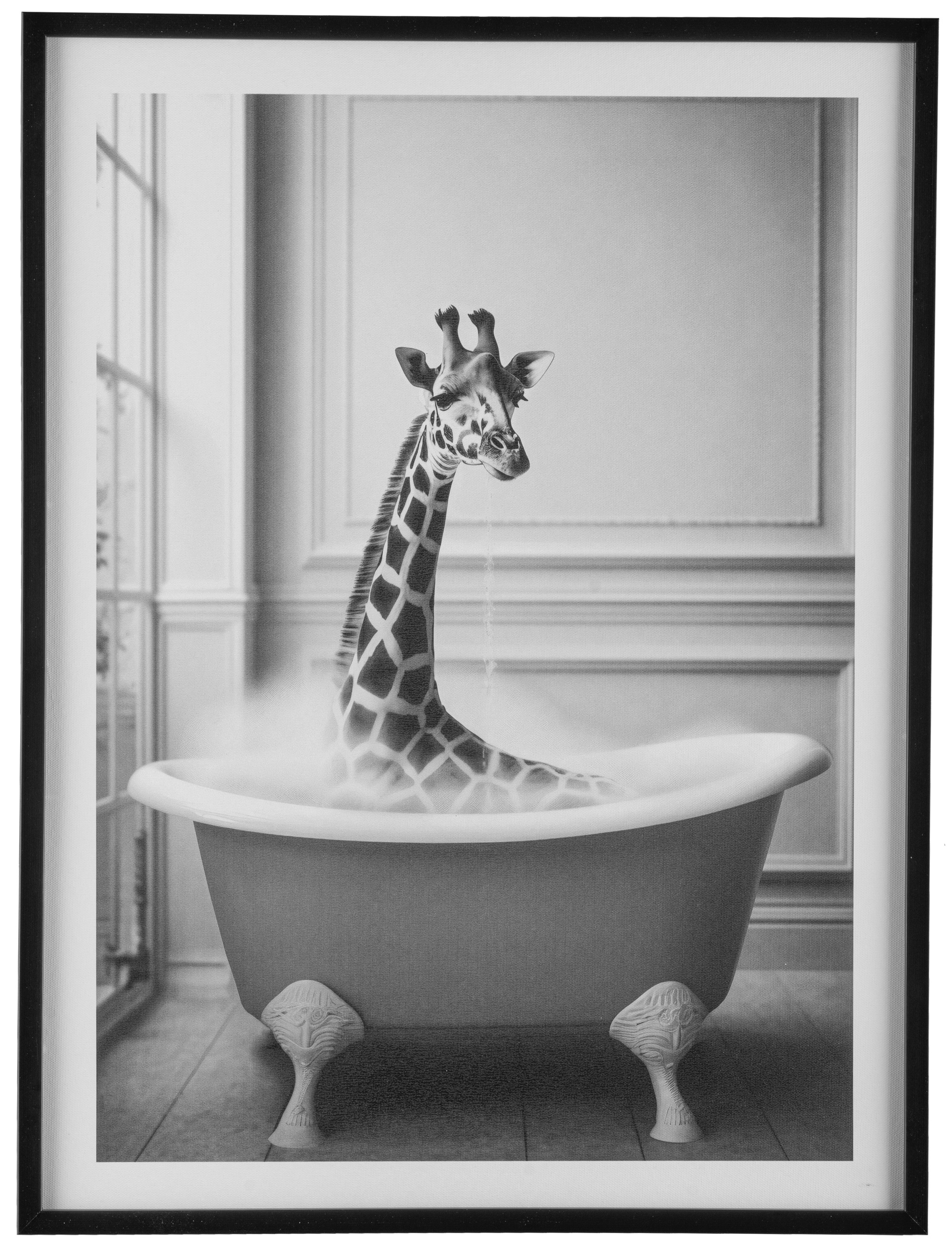 Image of Creativ home Bild mit Rahmen "Leinwandbild Giraffe in Badewanne" 1 Stk. tlg. mit Rahmen