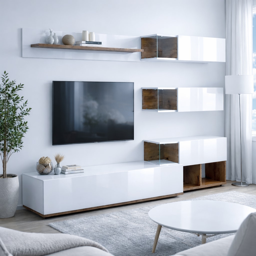 GOODproduct Wohnzimmer-Set »Lego Anbauwand, Wohnkombination, Wohnzimmer-Set« 4 Stk. tlg.