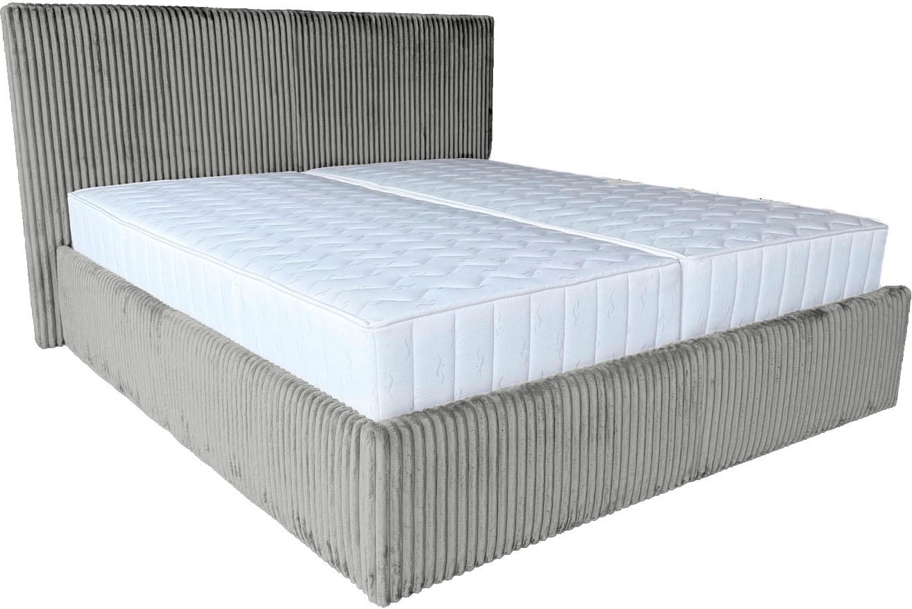 GOODproduct Lit rembourré »AVVRA wahlweise mit Lattenrost und King-Matratze H3 (28cm)« avec housse en velours côtelé doux, surface de couchage 180x200cm