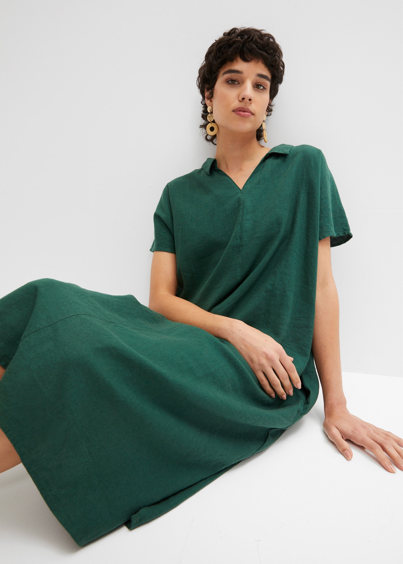 bonprix Tunikakleid »Kaftan-Kleid aus leichtem Leinen-Viskose-Mix« Kaftan-Kleid aus leichtem Leinen-Viskose-Mix