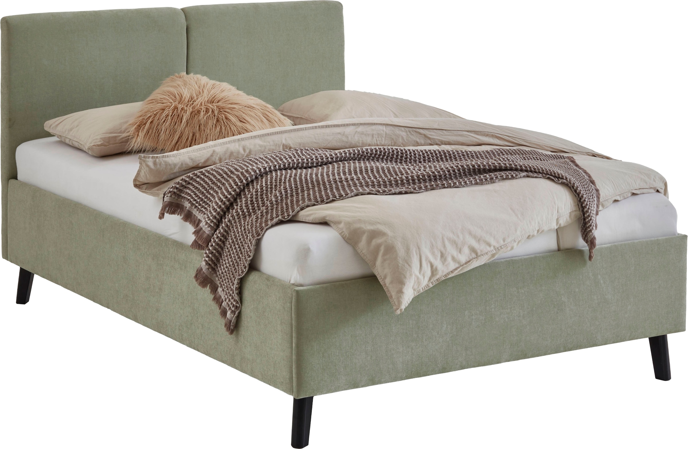 meise.möbel Lit rembourré »Piano, in verschiedene Farben und Breiten erhältlich« wahlweise mit schwarzem oder eichefarbigem Holzfuss