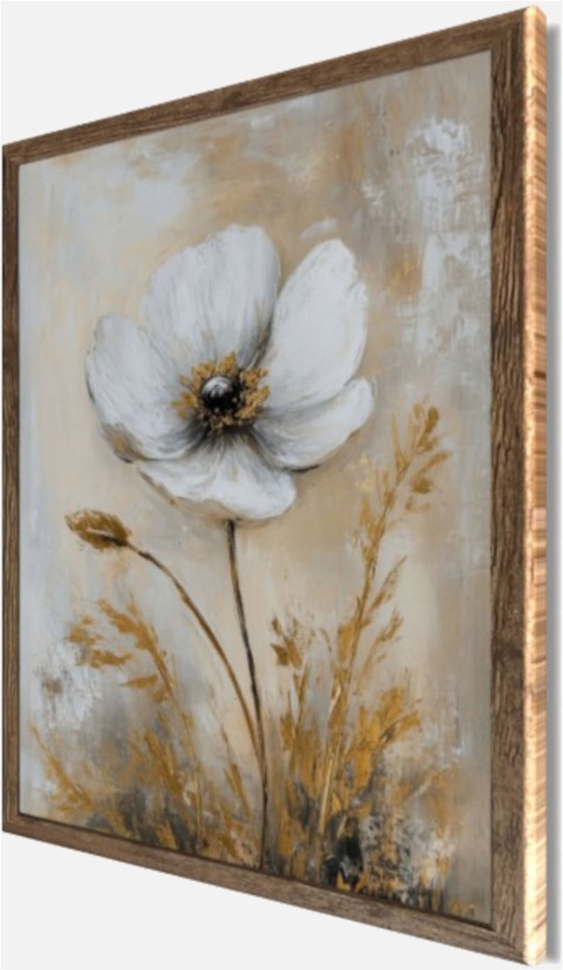 Bönninghoff Bild mit Rahmen »Wandbild gerahmt BLUME GOLD 40x50 cm – Elegante Wanddeko modern« Blumen | Blumenbilder | Gemälde | Kunst | Pflanzen 1 Stk. tlg. mit dekorativem Rahmen