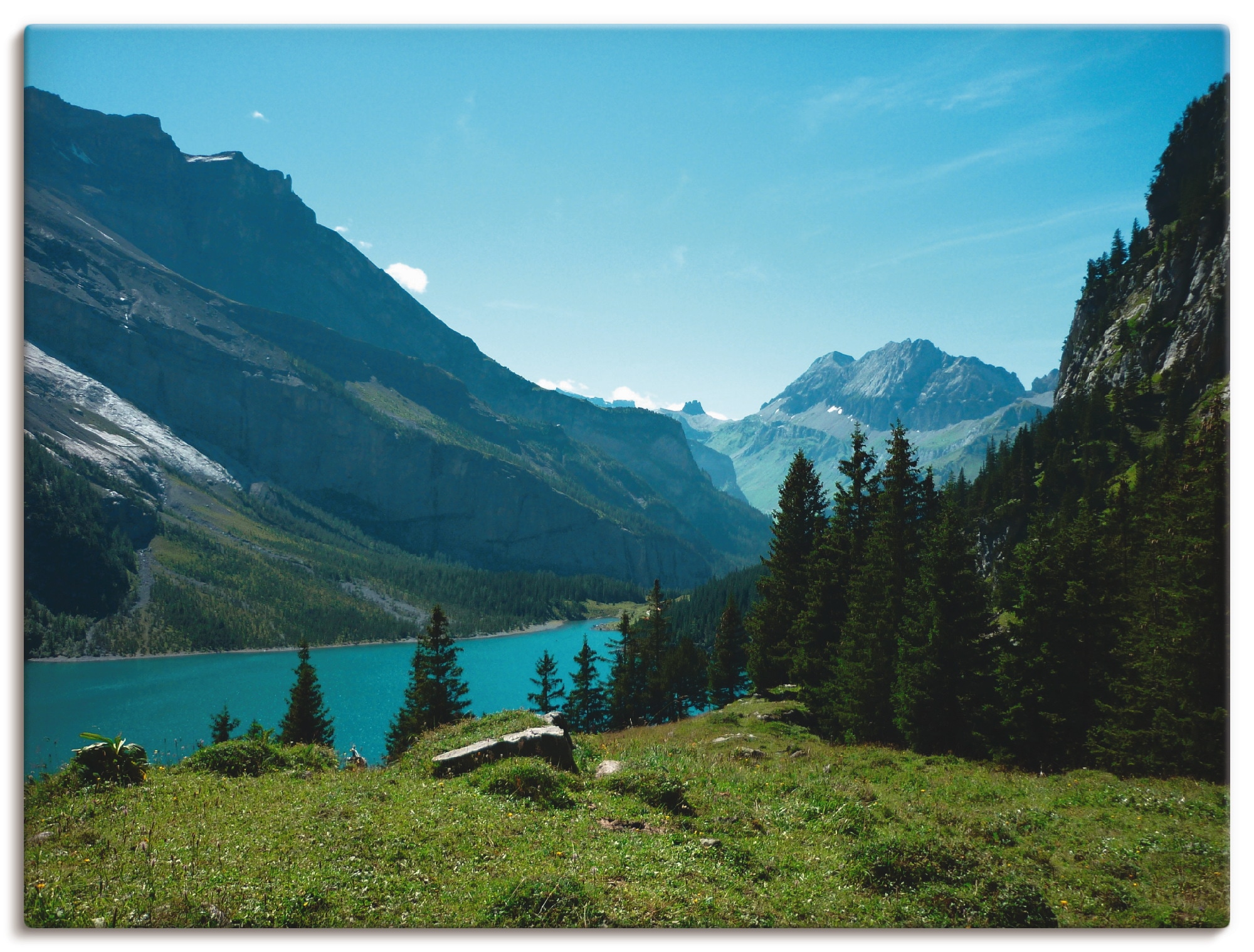 Image of Artland Leinwandbild "Blick auf den Oeschinensee" Berge 1 Stk. tlg. auf Holzrahmen gespannt