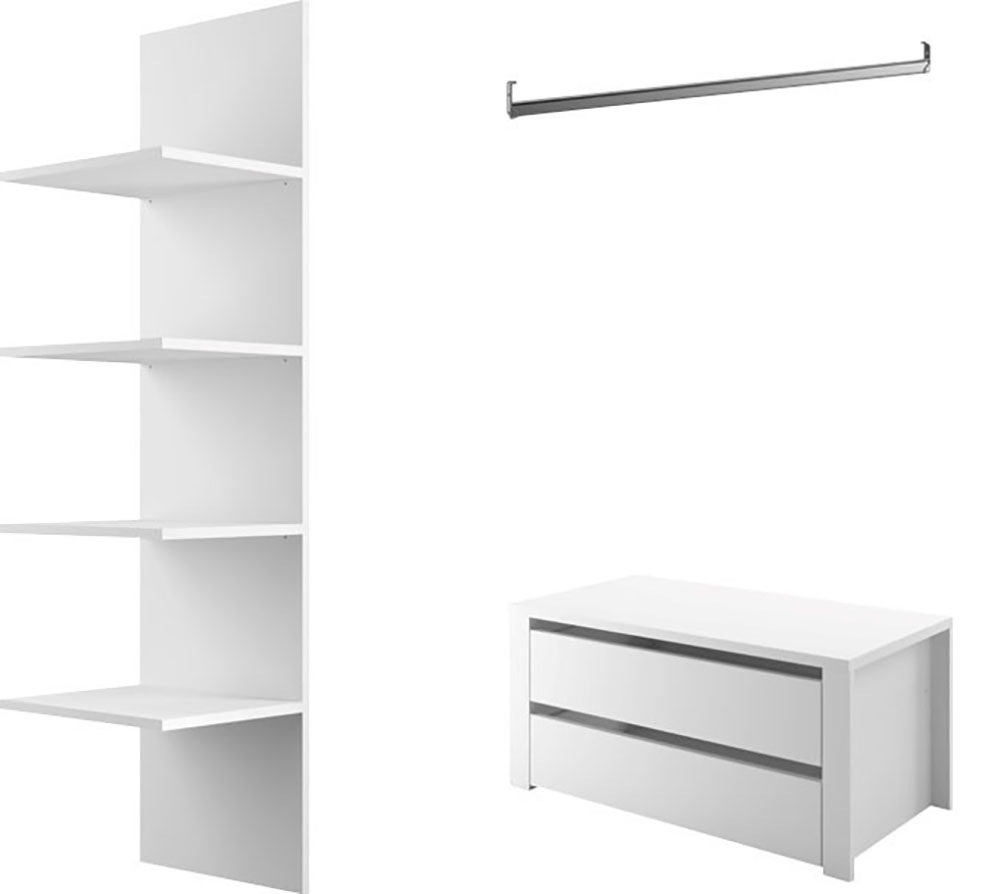 INOSIGN Inneneinteilung »Malmo Weiss, Zubehör Schwebetürenschrank, Breite 135 cm, Höhe 193 cm,«, 4 Einlegeböden B=43cm, 1 SK-Einsatz B=90 cm, 1 Kleiderstange B=90cm