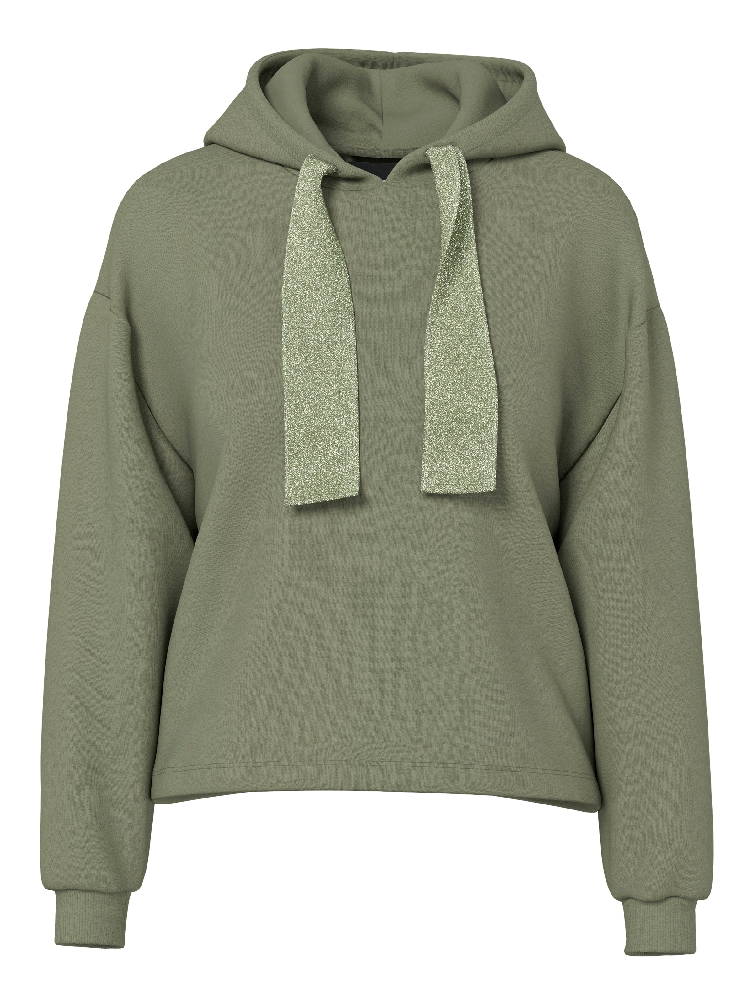 pieces Sweat à capuche »PCCHILLI LS GLITTER HOODIE NOOS BC«, mit Kordelzug in Kontrastfarbe
