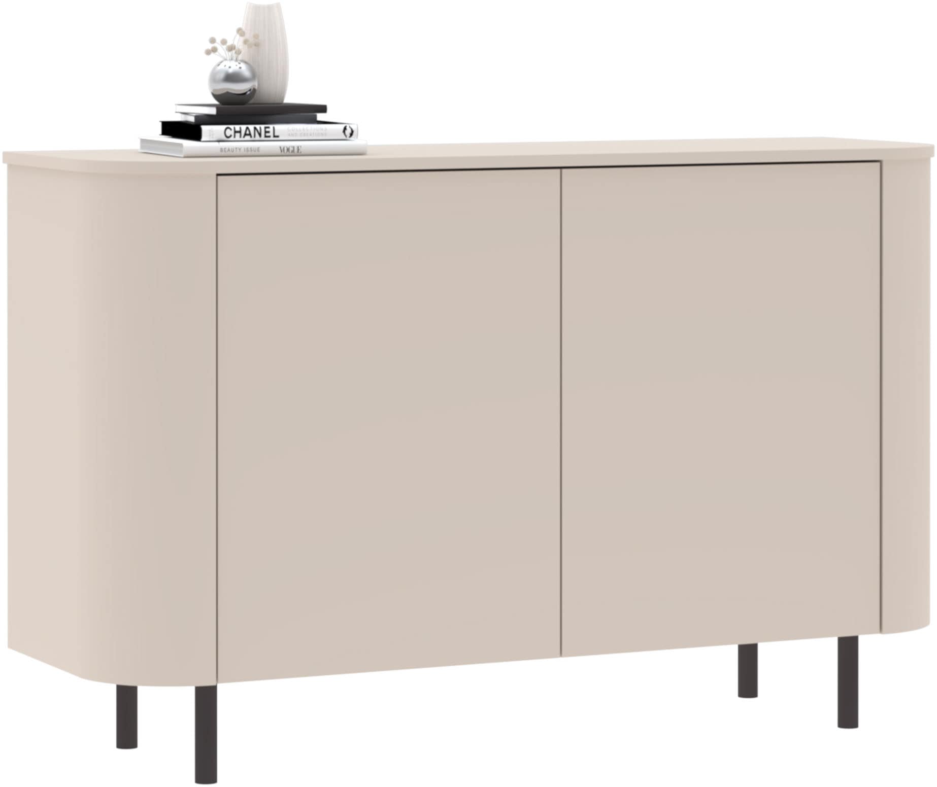 INOSIGN Sideboard »Lido, 131 cm breit, 2 Türen, Anrichte, Kommode, Stauraumschrank« Formgebogenes MDF, Stirnseiten mit Rundung, Push-to-open, Metallfüsse