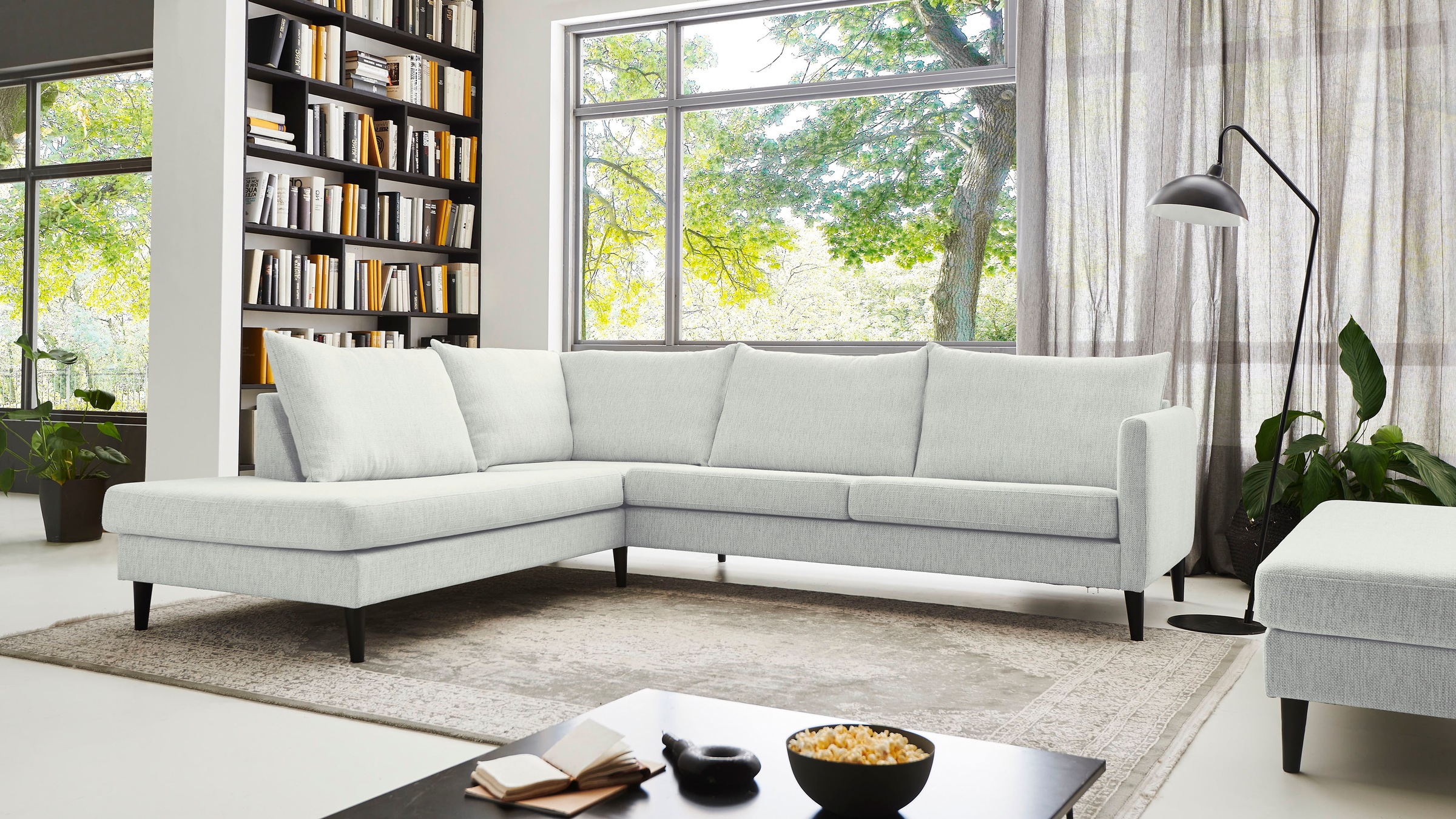 ATLANTIC home collection Ecksofa »Rekvik L-Form«, mit Wellenunterfederung, mit Massivholzfüssen