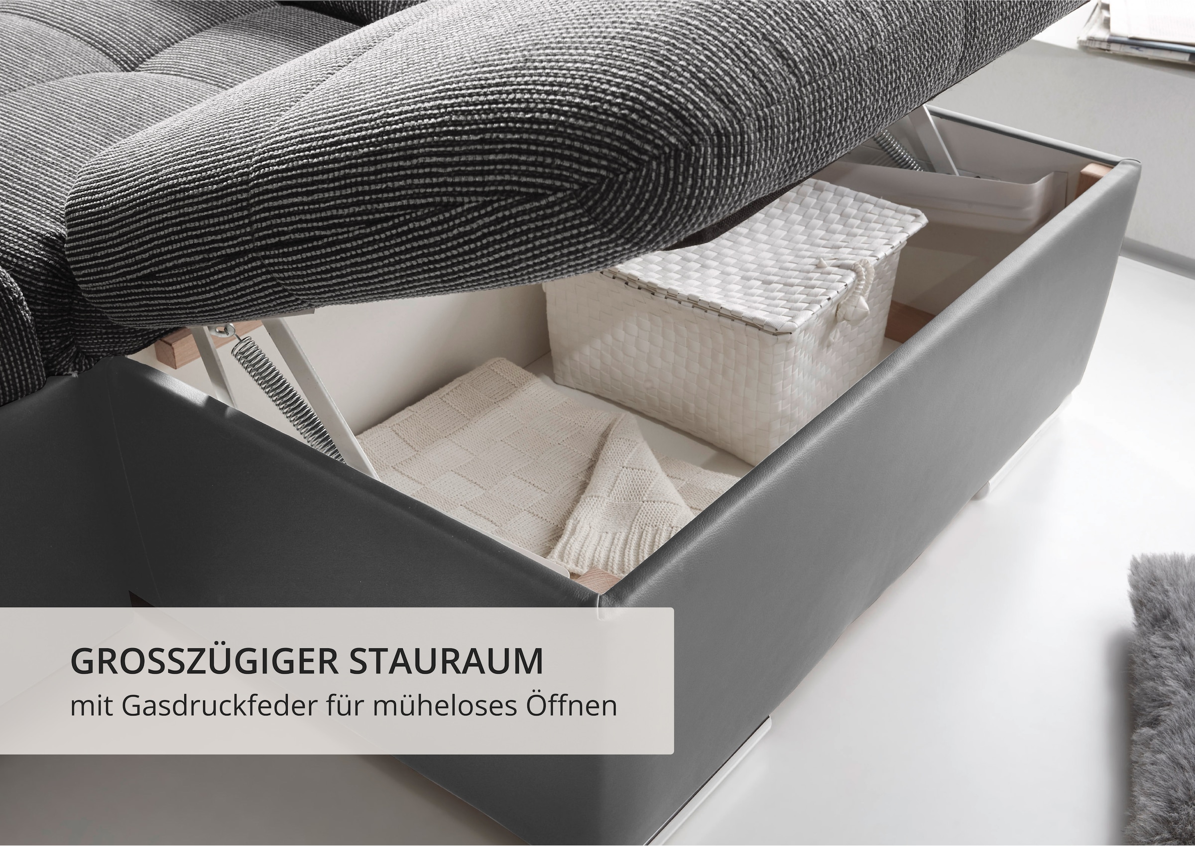 ED EXCITING DESIGN Paysage de salon »Jakarta U-Form mit Bettfunktion, Bettkasten« Armteilverstellung, Kopfstützen & 3 Nierenkissen