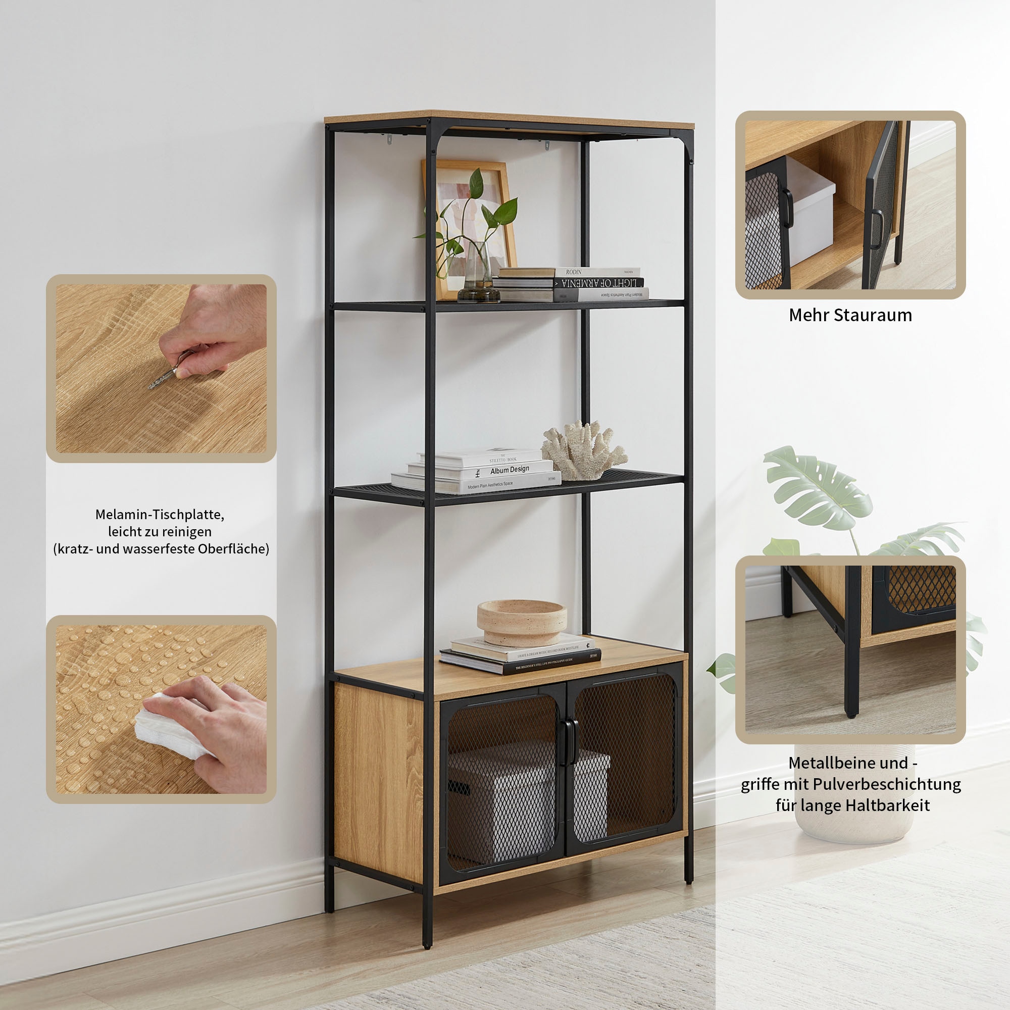 GOODproduct Regal »Amance« Metallgestell, viel Stauraum und ideal für Saugroboter, Höhe 177 cm