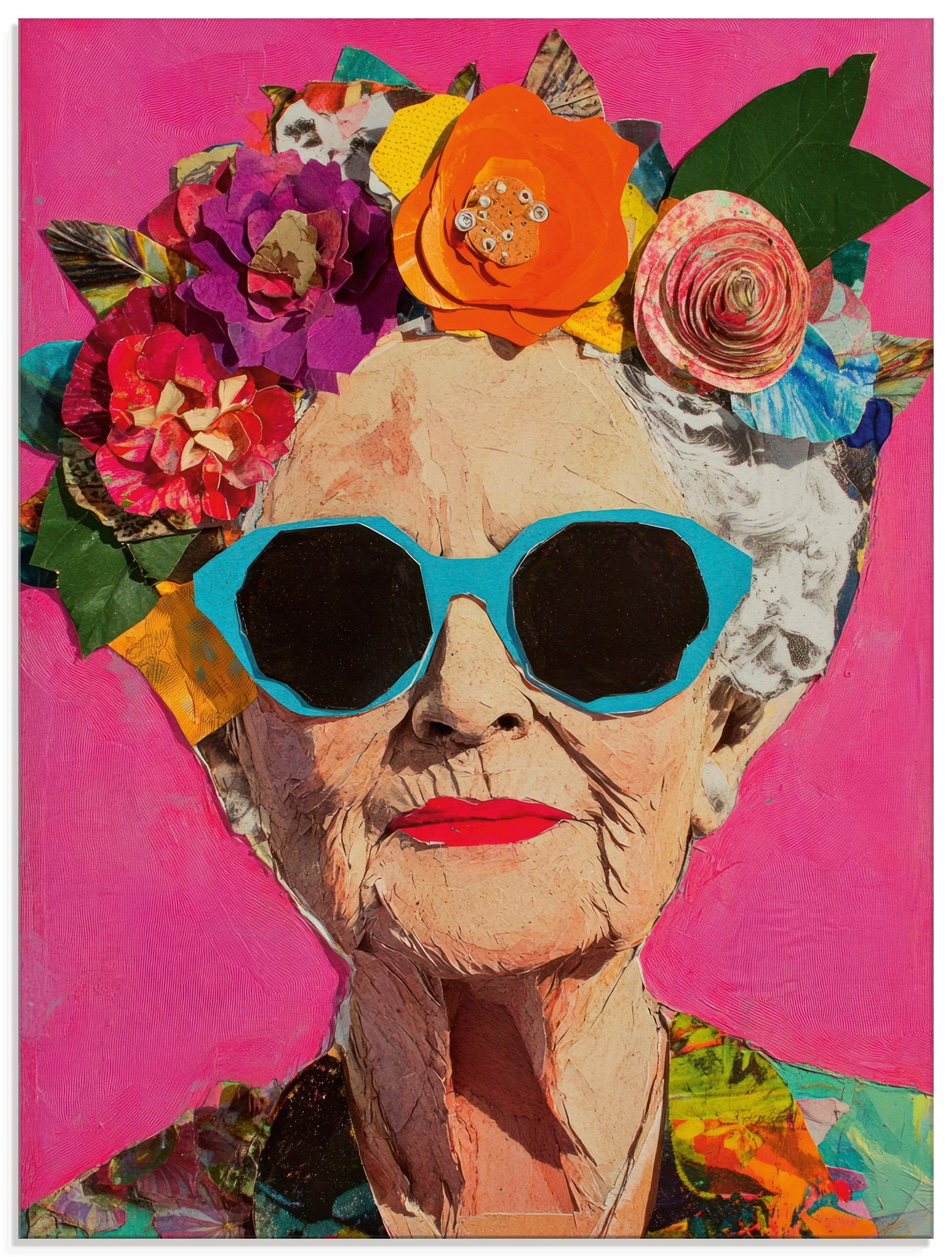 Image of Artland Glasbild "Wild und fabelhaft, Frau mit Blumenkranz" Bilder von Frauen 1 Stk. tlg. in verschiedenen Grössen