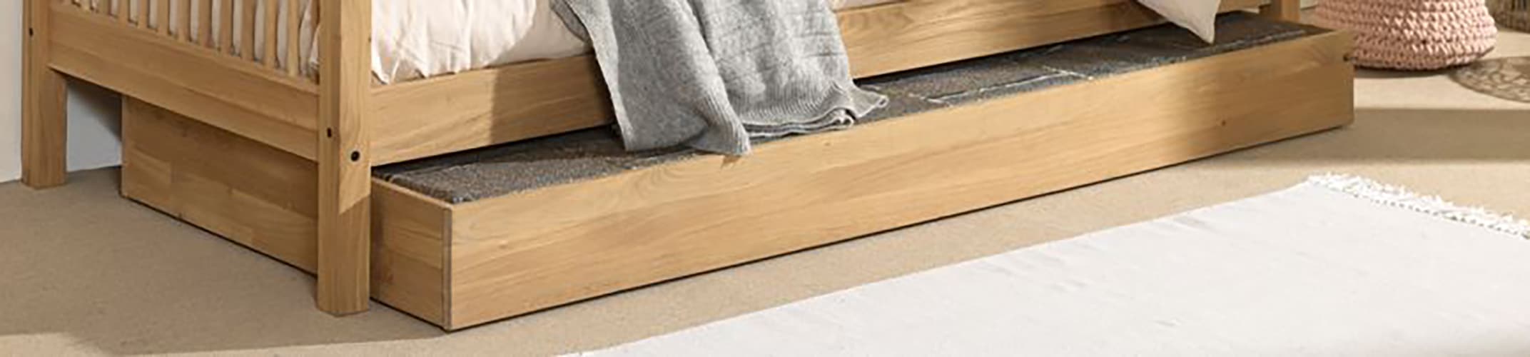 Vipack Bettschubkasten Made in Europe,  mit Rollenführung, 90x90cm, auch als Stauraum nutzbar, Eiche geölt