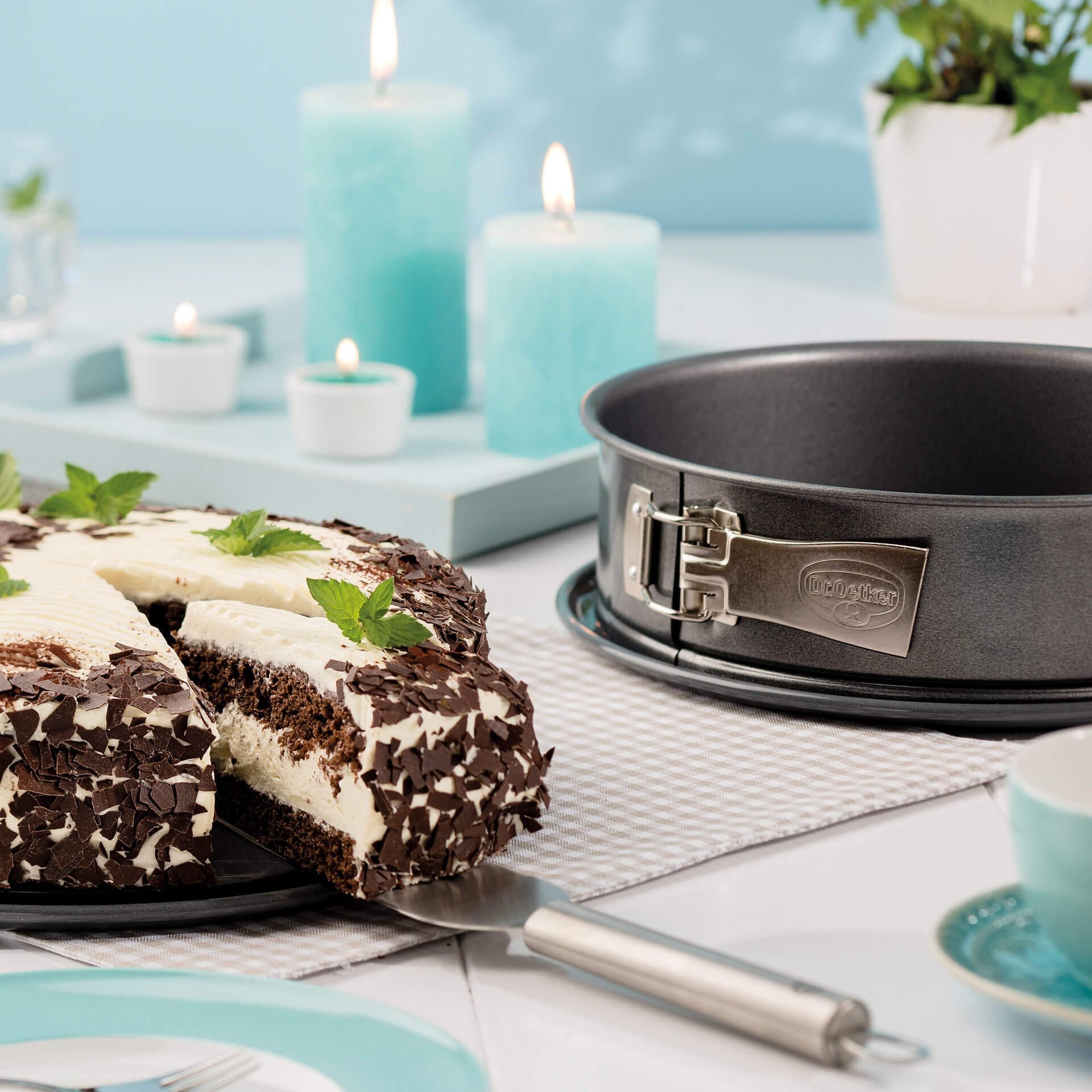 Dr. Oetker Küchenhelfer Moule à charnière »Back-Harmonie, mit Emaille-Servierboden« Antihaft, schnittfest, auslaufsicher, Made in Germany