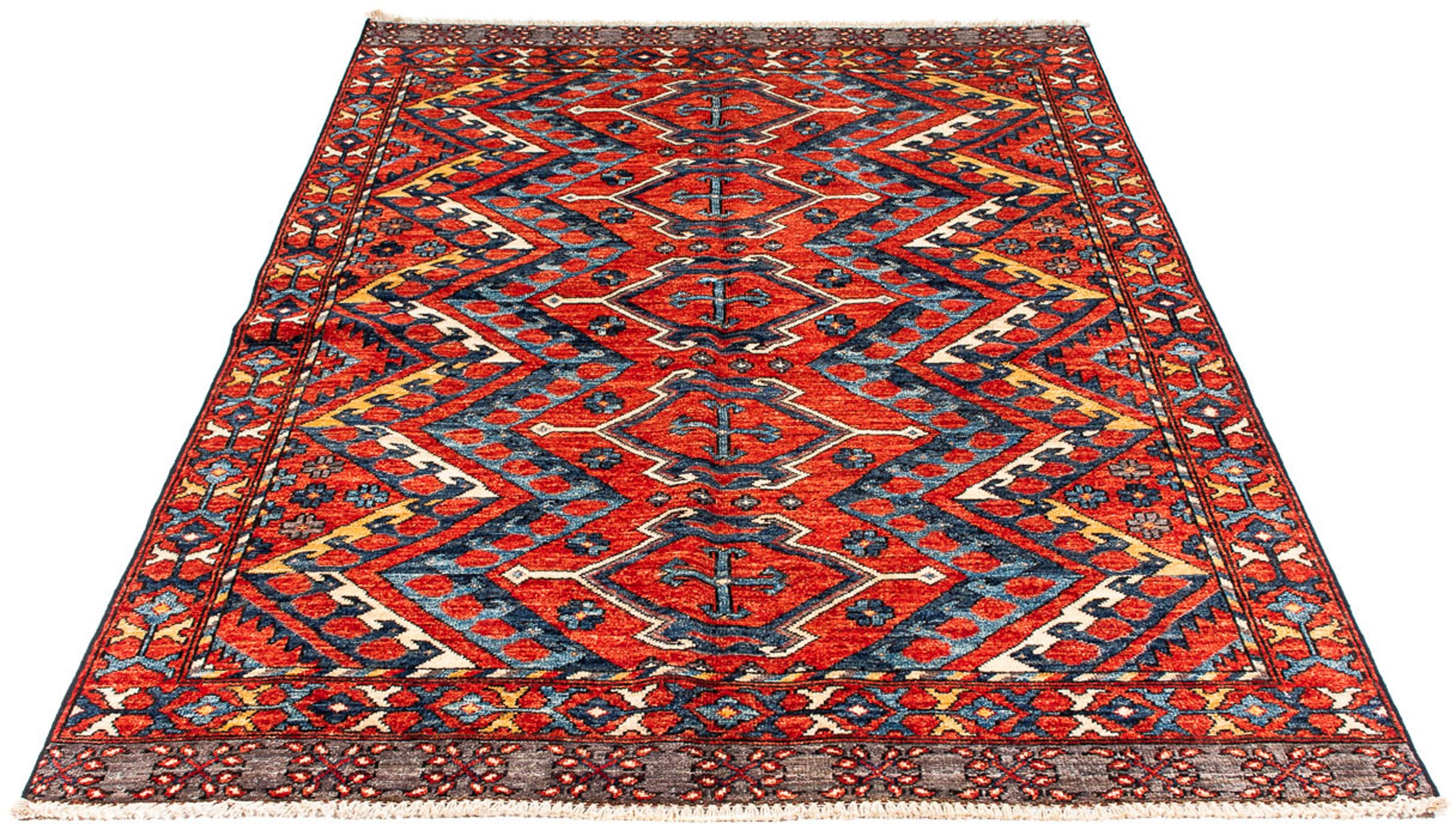Image of morgenland Orientteppich »Afghan - 182 x 118 cm - mehrfarbig«, rechteckig, 7 mm Höhe, Wohnzimmer, Handgeknüpft, Einzelstück mit Zertifikat bei Ackermann Versand Schweiz