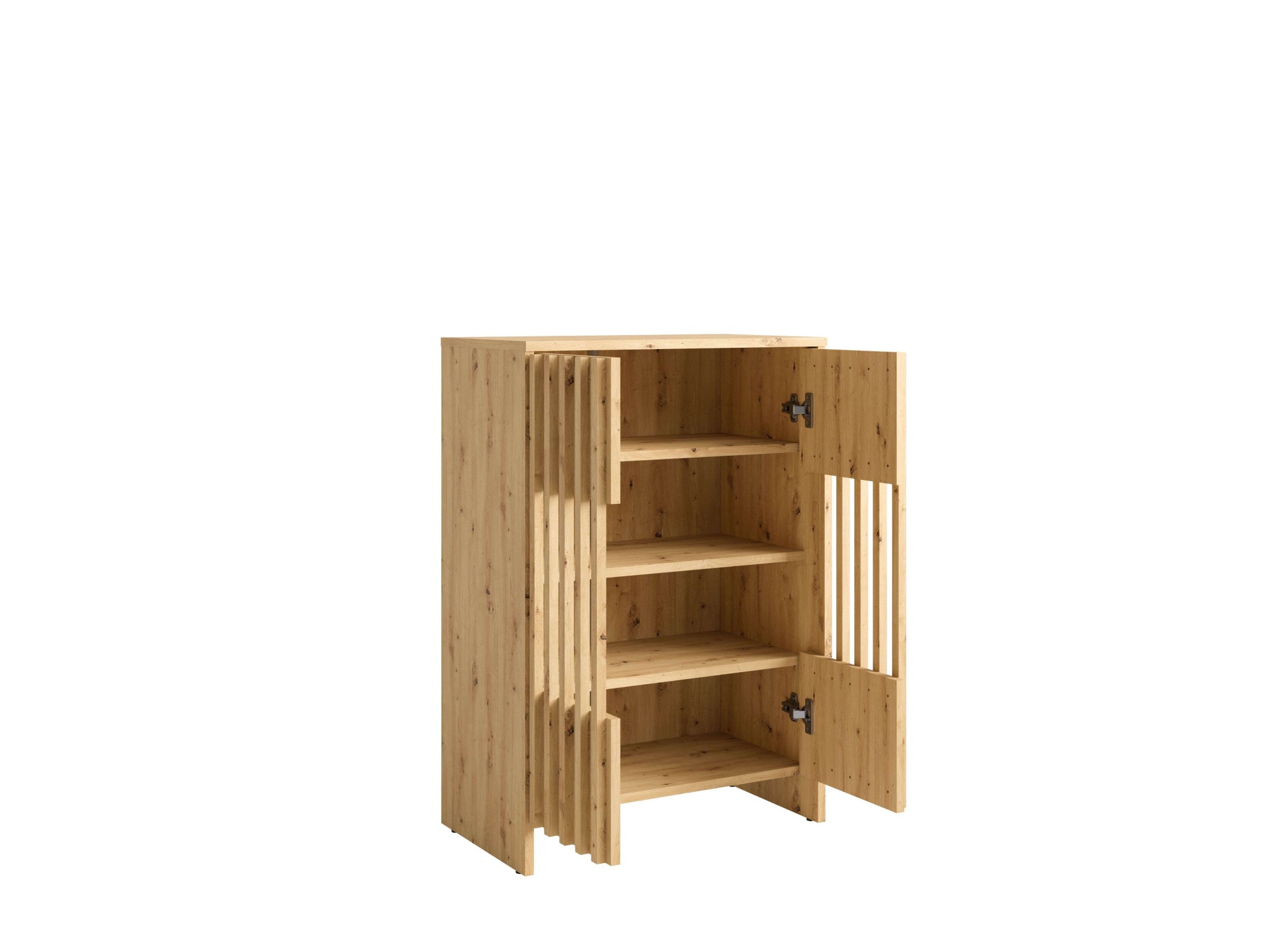 Home affaire Mehrzweckschrank »MURET, Schuhschrank, Weinregal, 4 Fächer und 2 Türen, Lamellenfronten« Masse B/T/H: 60/35,4/87 cm,  Schuhkommode mit viel Stauraum, Masse B/T/H: 60/35,4/87 cm