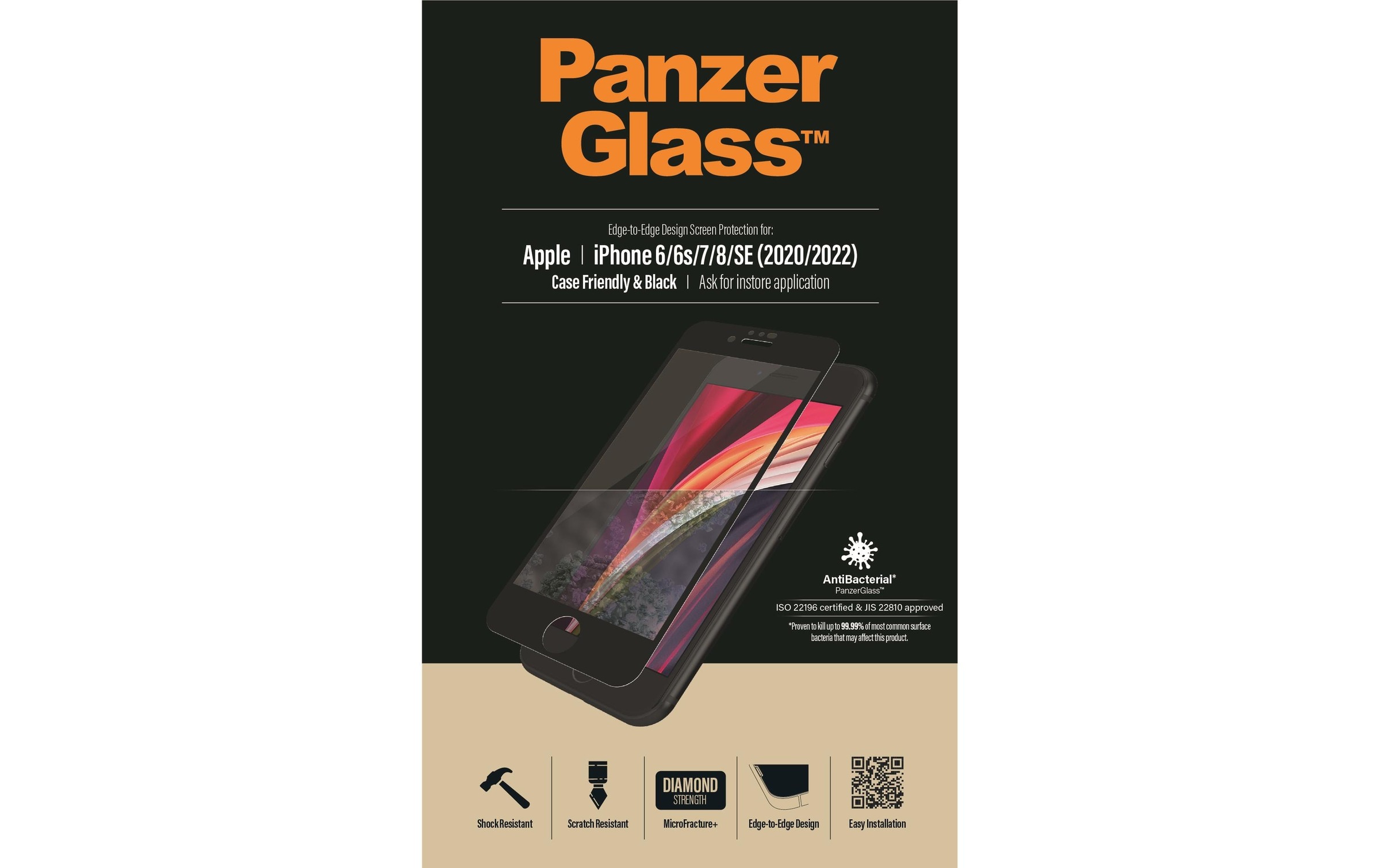 PanzerGlass Schutzfolie »Case«, (1 St.), 100% bis an den Rand deckend, Mit Rahmen