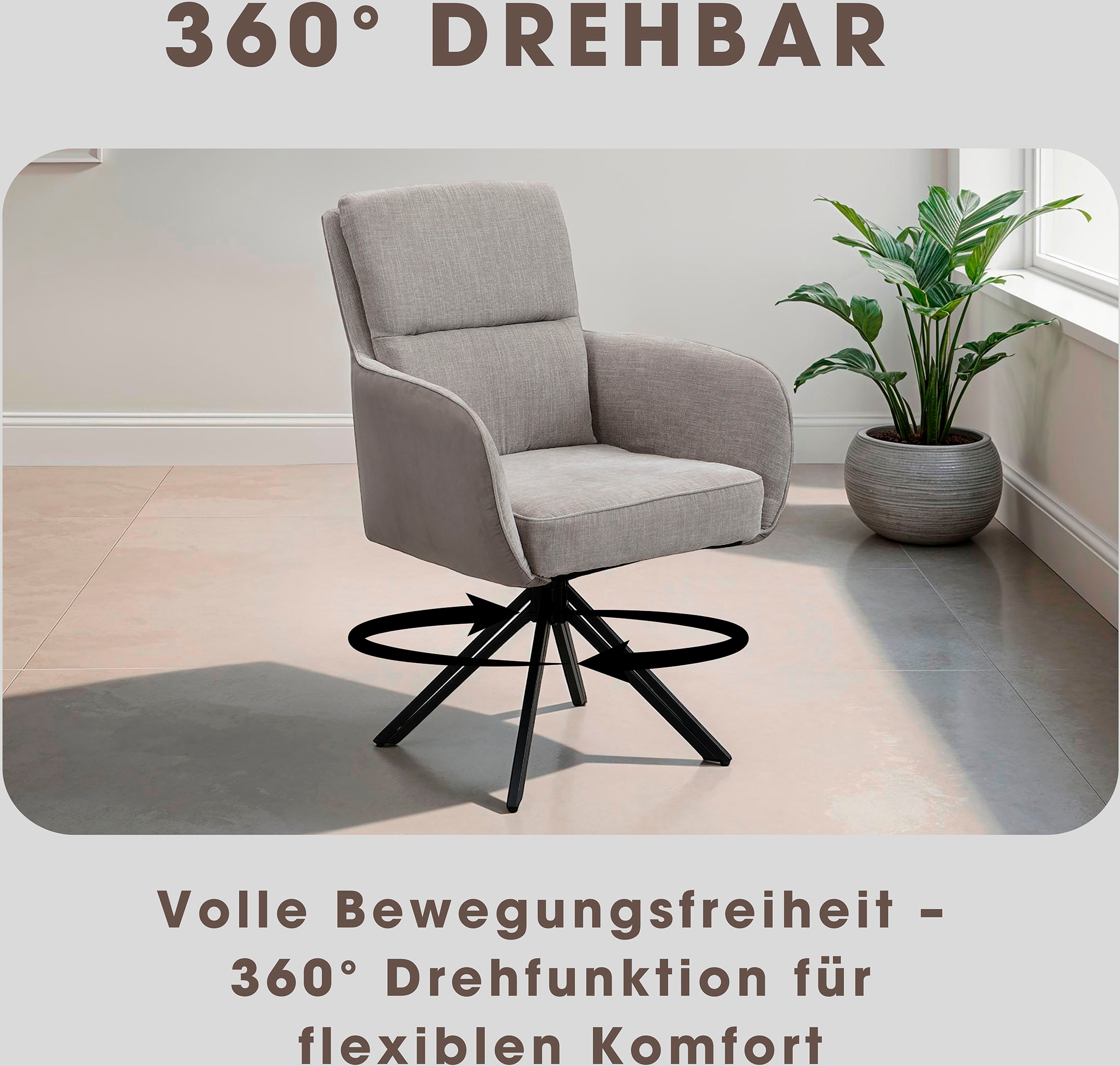 byLIVING Chaise de salle à manger »Tino« (Ensemble) 2 cuisPivotant à 360 degrés avec rembourrage à ressorts, housses de qualité