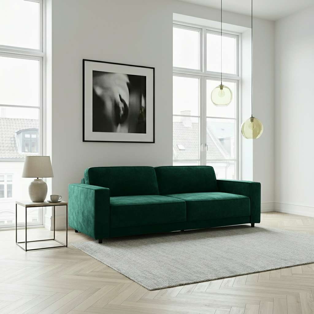 Dorel Home 3-places »ALLIE Schlafsofa 225 cm« fonction lit (108/190cm), velours côtelé tendance ou velours facile d'entretien