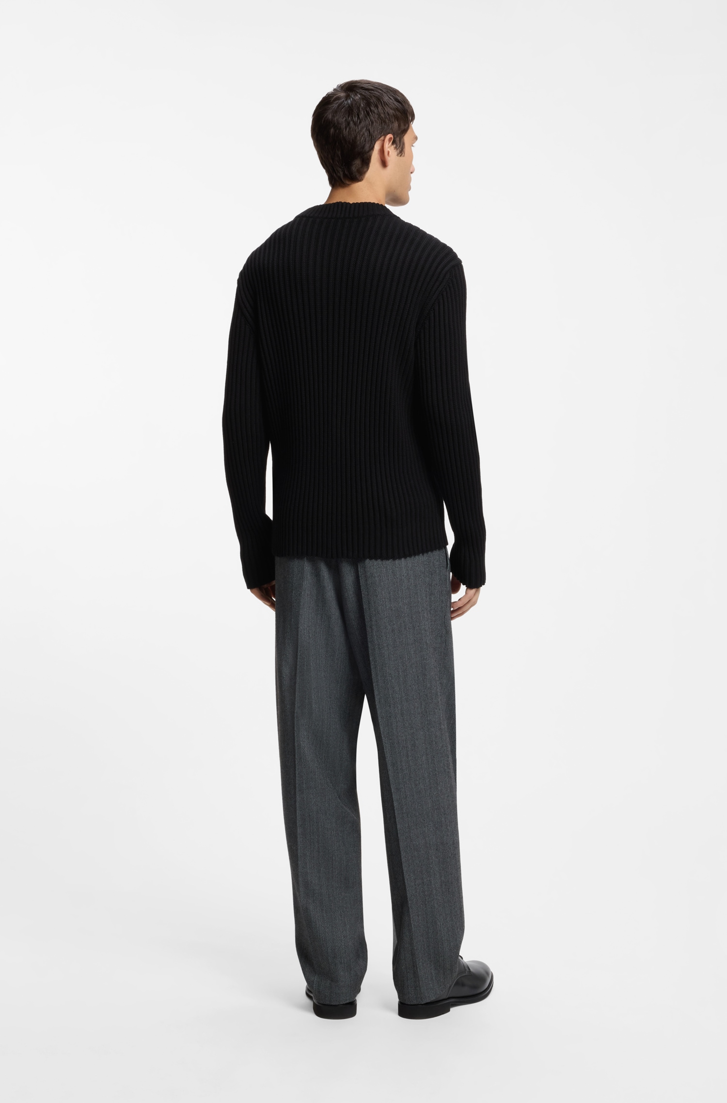 HUGO Pull en tricot »Sribban« en coton, coupe décontractée