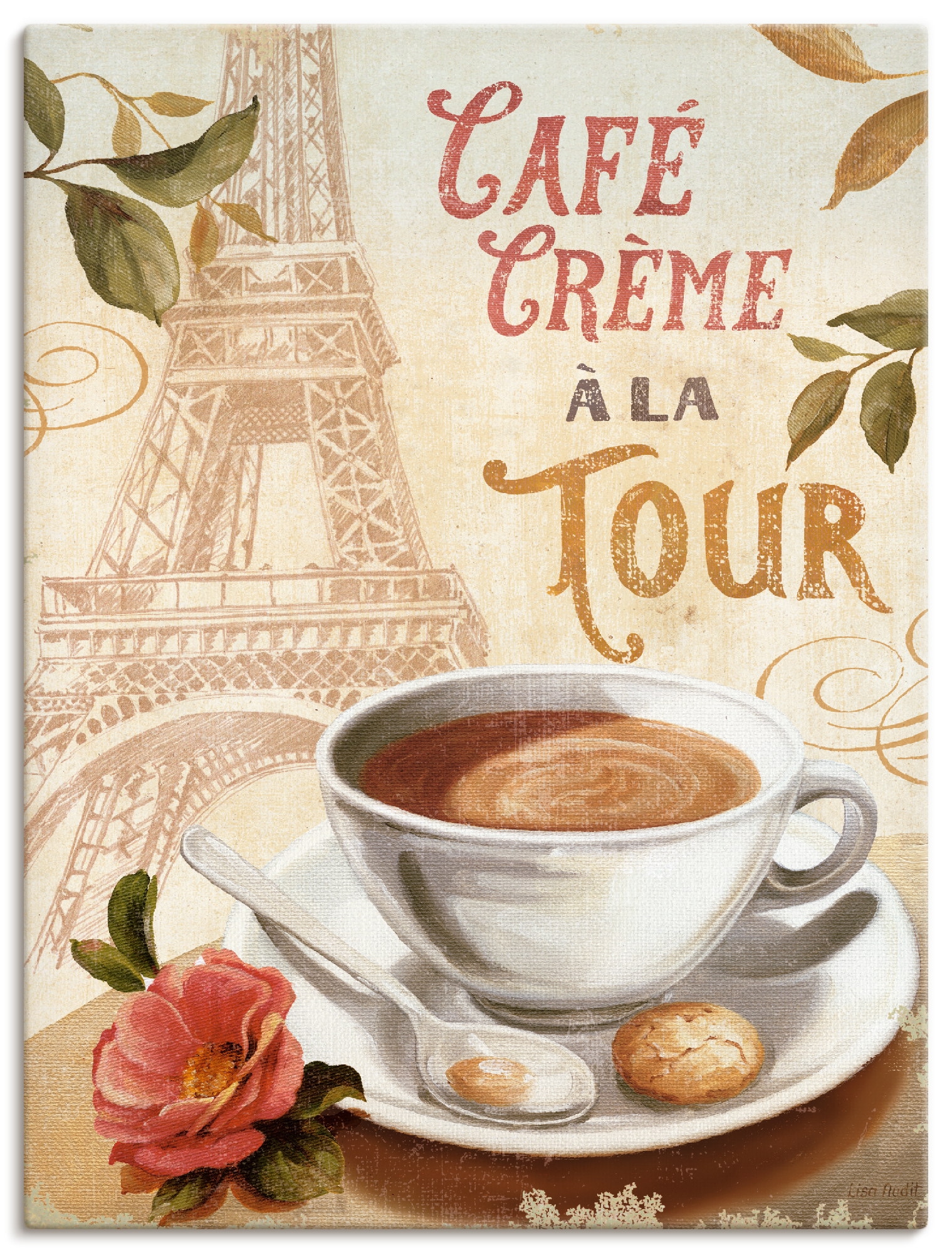 Image of Artland Leinwandbild "Kaffee in Europa II" Getränke 1 Stk. tlg. auf Holzrahmen gespannt