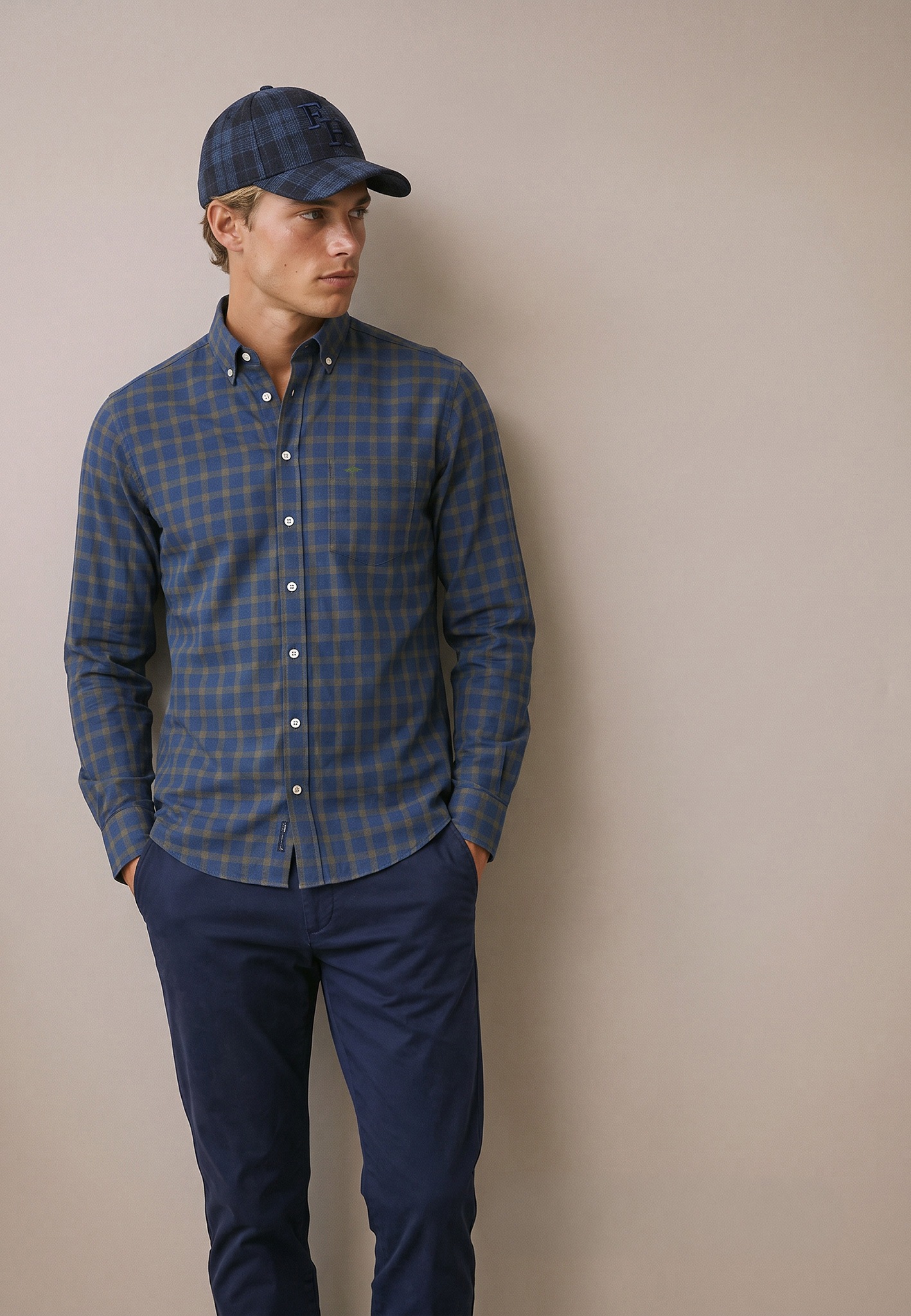 FYNCH-HATTON Chemise à carreaux mit Button-Down-Kragen