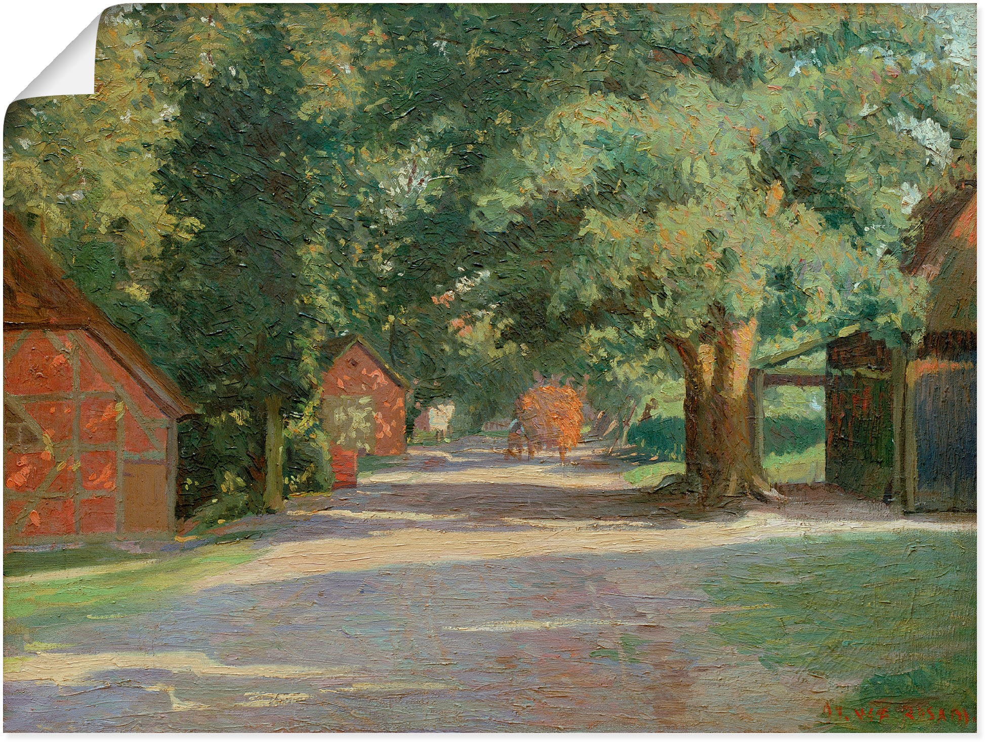 Image of Artland Wandbild »Sommerliche Dorfstrasse«, Vier Jahreszeiten Bilder, (1 St.), in vielen Grössen & Produktarten - Alubild / Outdoorbild für den Aussenbereich, Leinwandbild, Poster, Wandaufkleber / Wandtattoo auch für Badezimmer geeignet bei Ackermann Vers