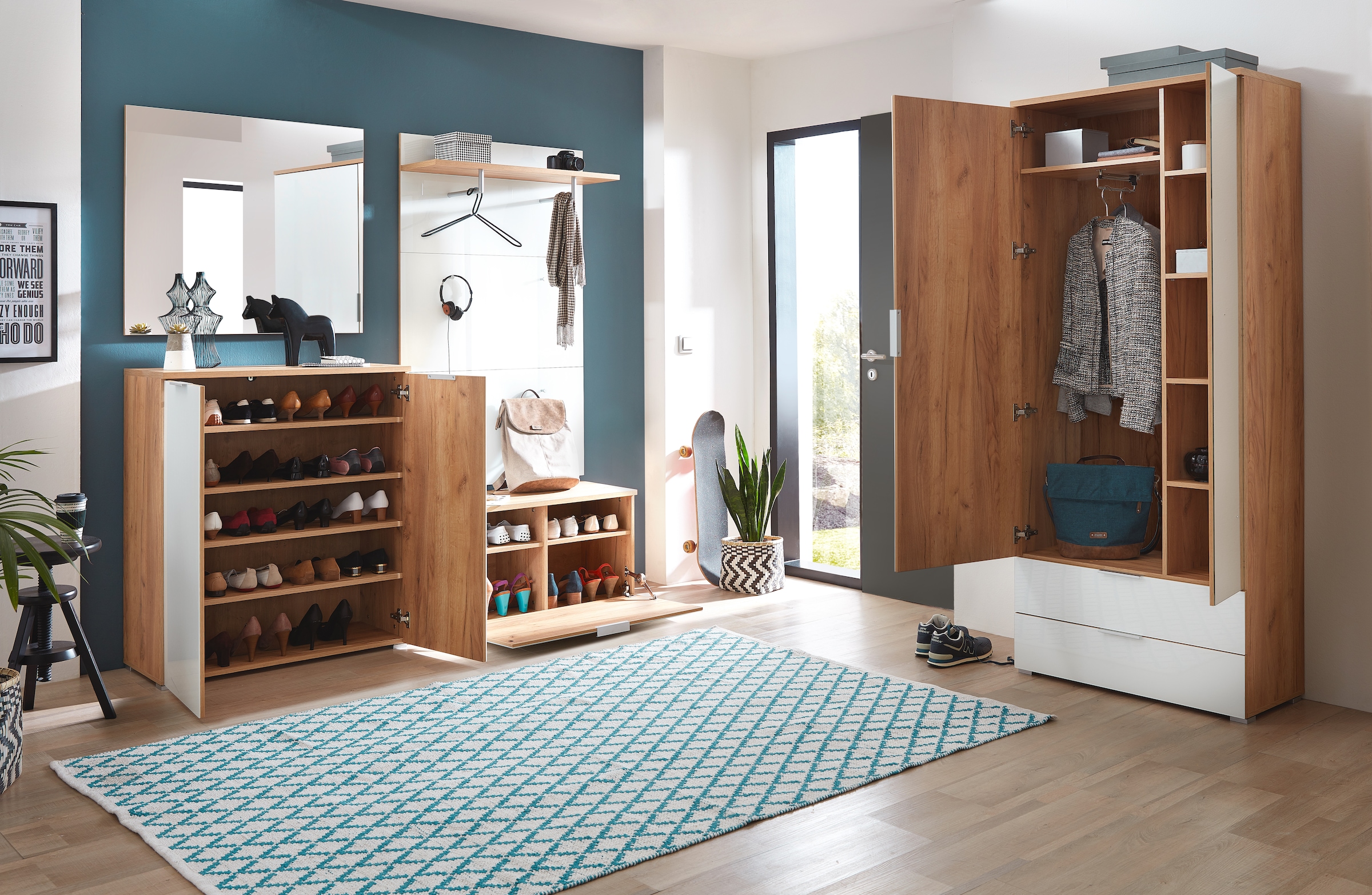 GERMANIA Schuhschrank »GW-Telde«, mit weissen Glas-Fronten