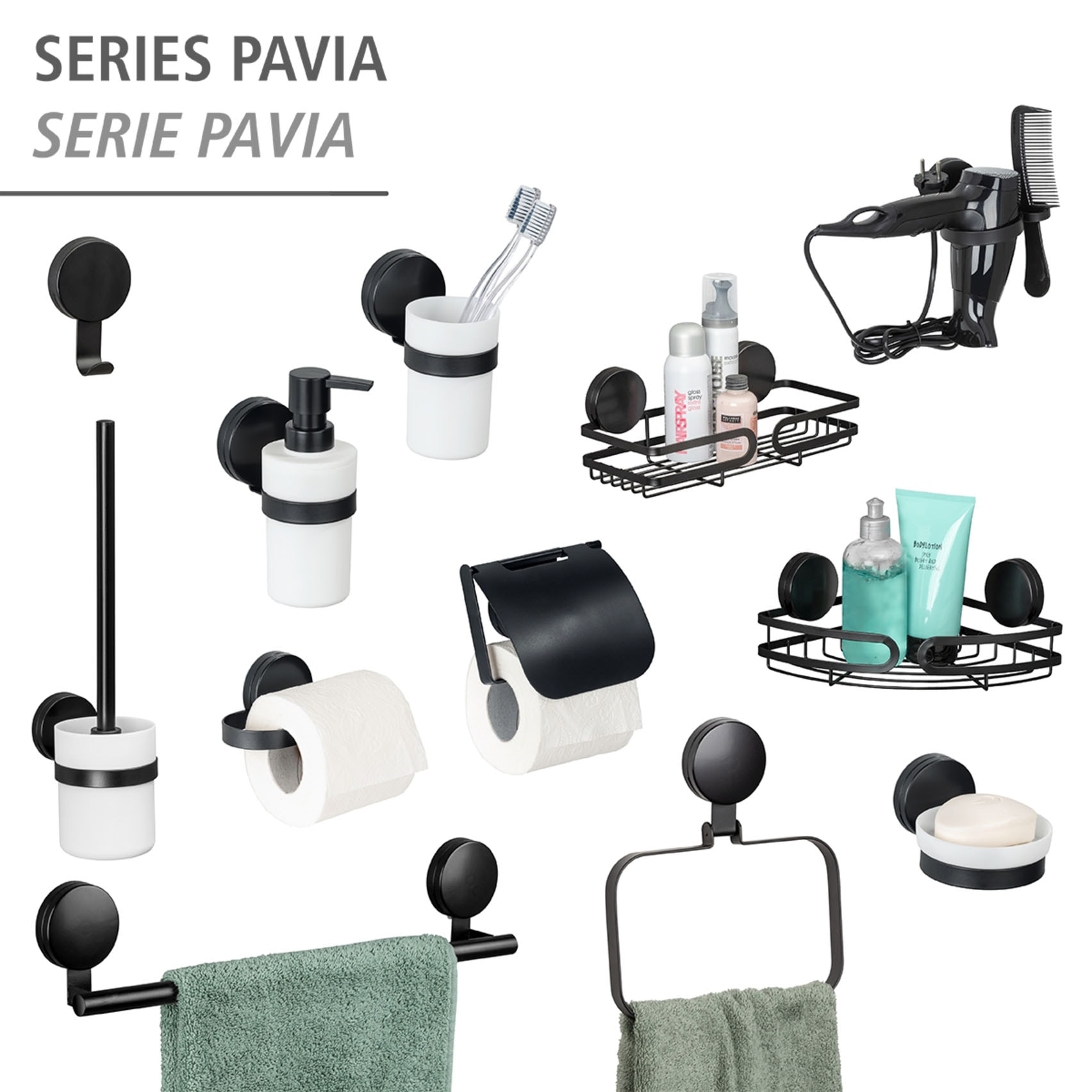 WENKO Tablette de douche »Static-Loc® Plus  Pavia« Étagère de salle de bain, fixation sans perçage