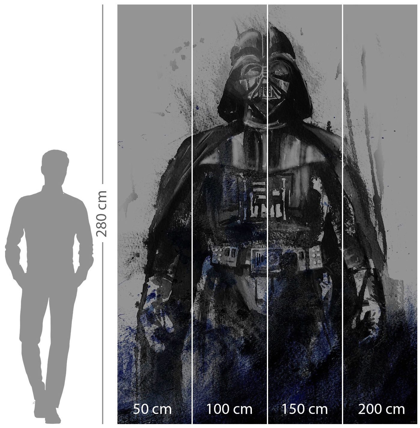 Komar Vliestapete »Digitaldruck Vlies - Star Wars Watercolor Vader - Grösse 200 x 280 cm«, bedruckt, Kinderzimmer