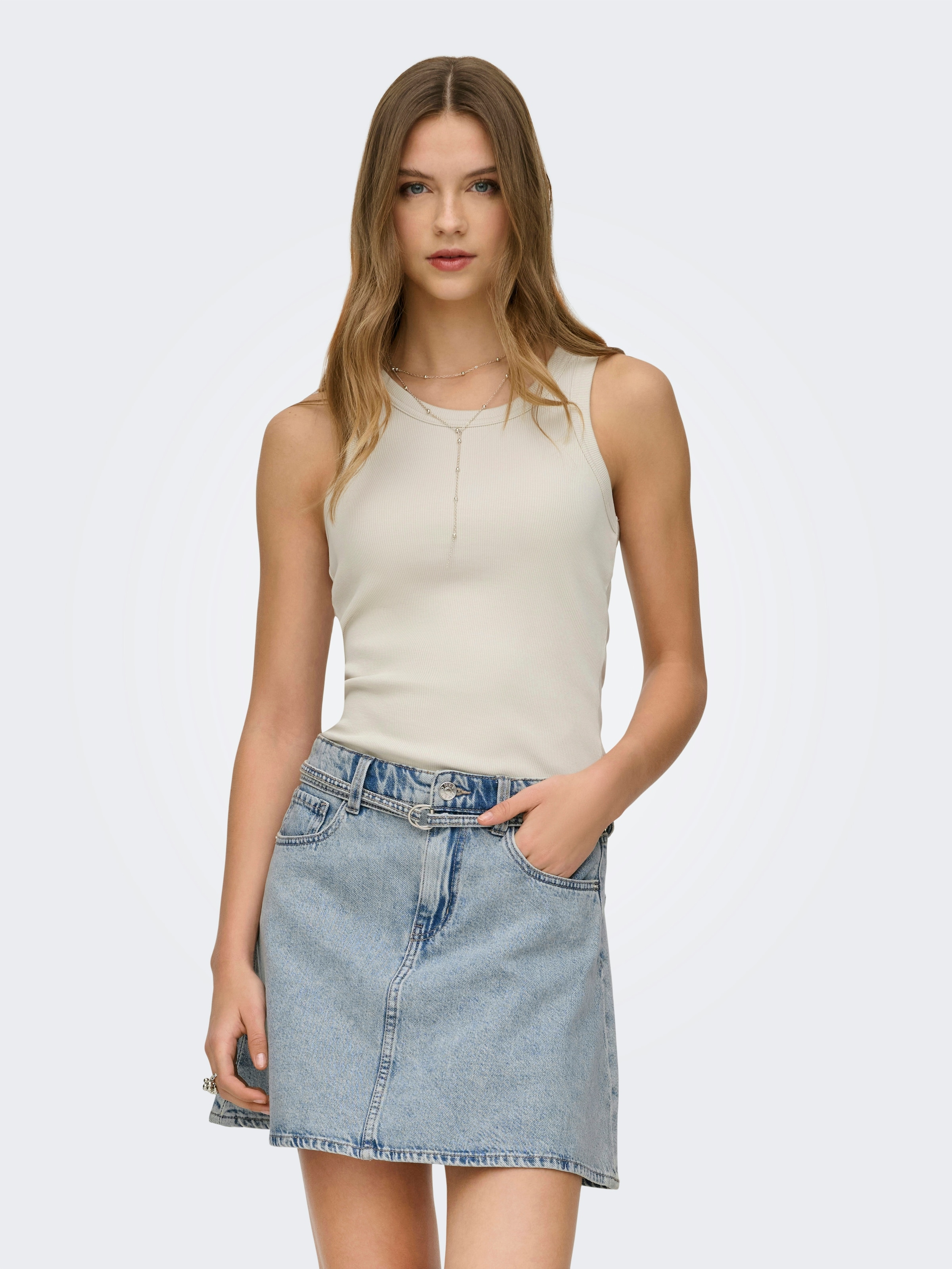 ONLY Débardeur »ONLVAL 2-WAY TANK TOP JRS NOOS« mélange de coton, col rond