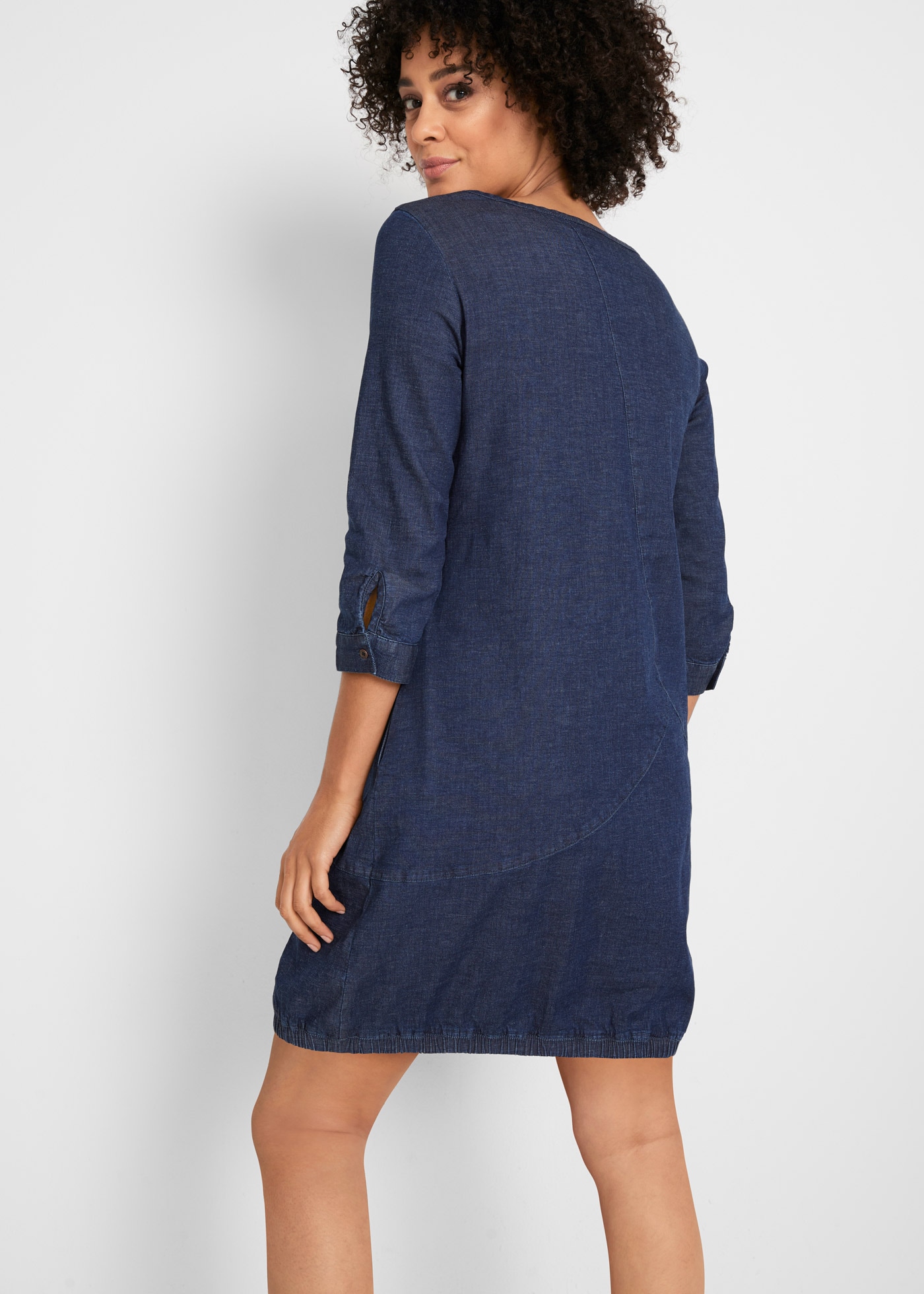 bonprix Robe en jean 1 tlg. für Frühling und Sommer, aus Baumwolle mit Elasthan, mit 3/4-Ärmeln