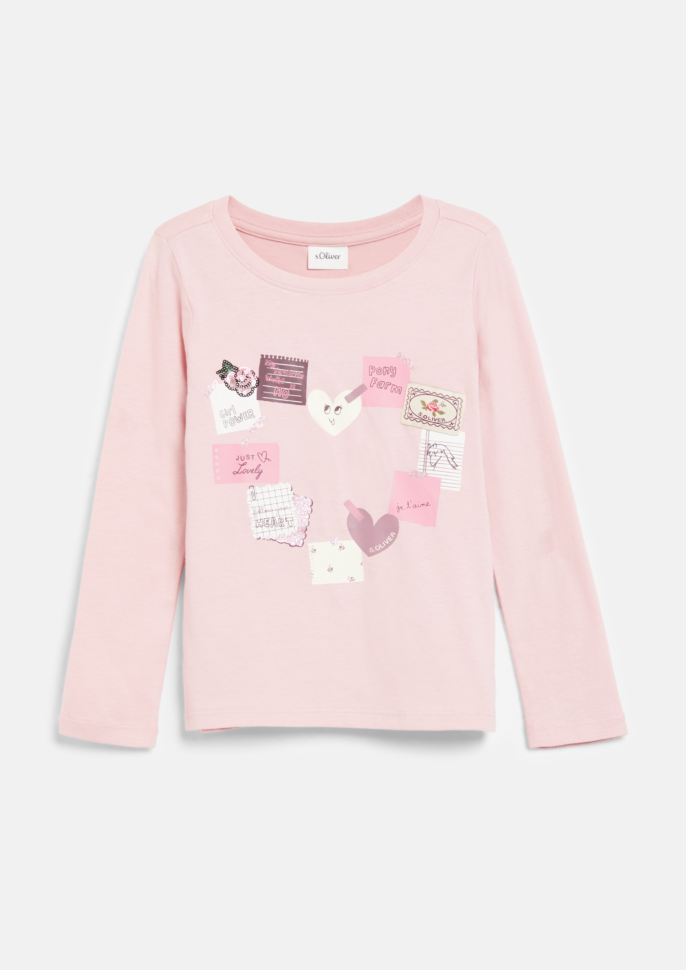 Image of s.Oliver Junior Langarmshirt mit Glitzer-Prints / Rundhals / für Girls