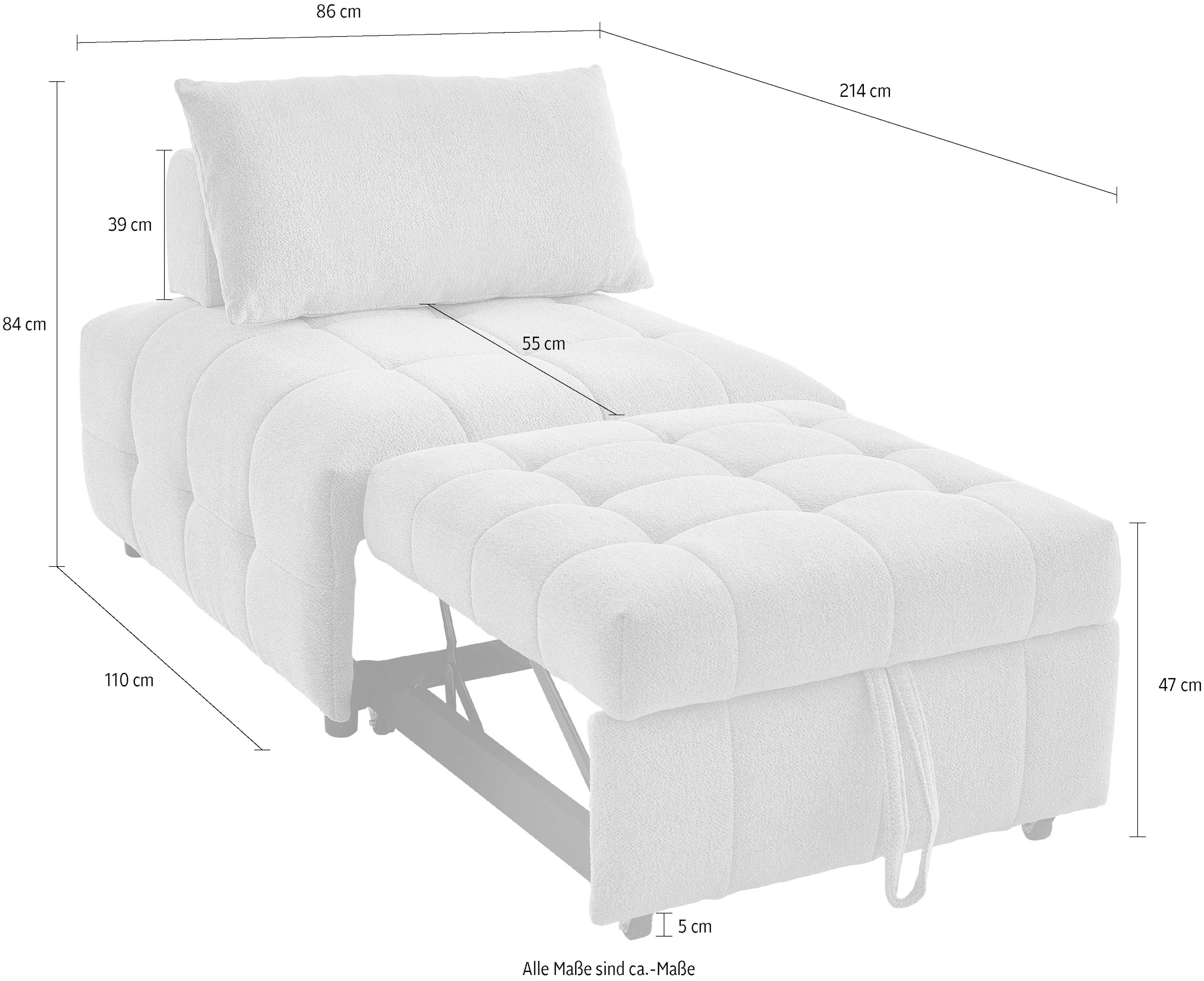 ATLANTIC home collection Sofa »Fabio«, Schlafsessel mit Sitztiefenverstellung