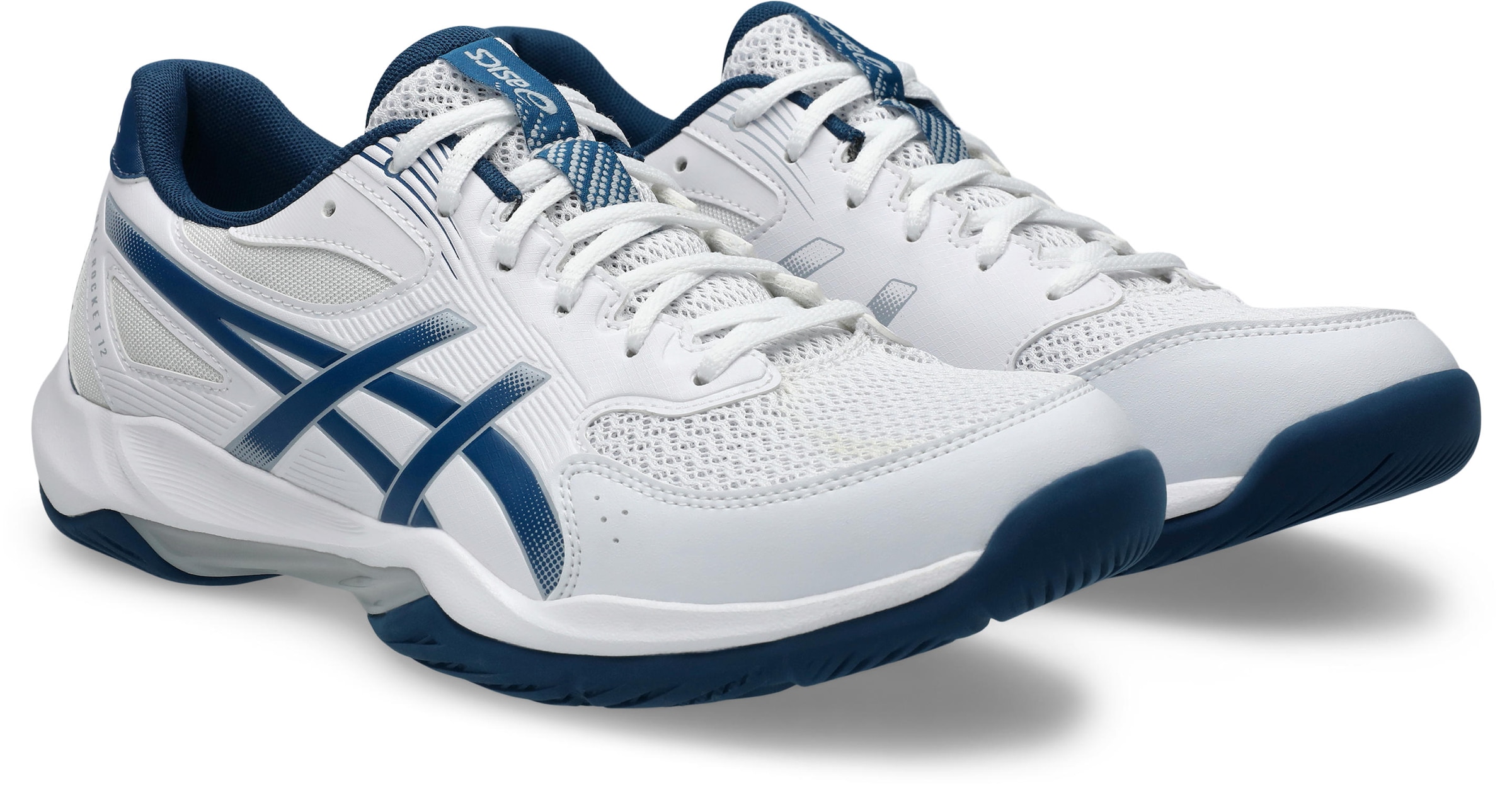 Asics, Herren, Hallenschuh »GEL-ROCKET 12« besonders geeignet für Handball und Volleyball, weiß, mako blau, 49, Hochwertiger Hallenschuh von Asics