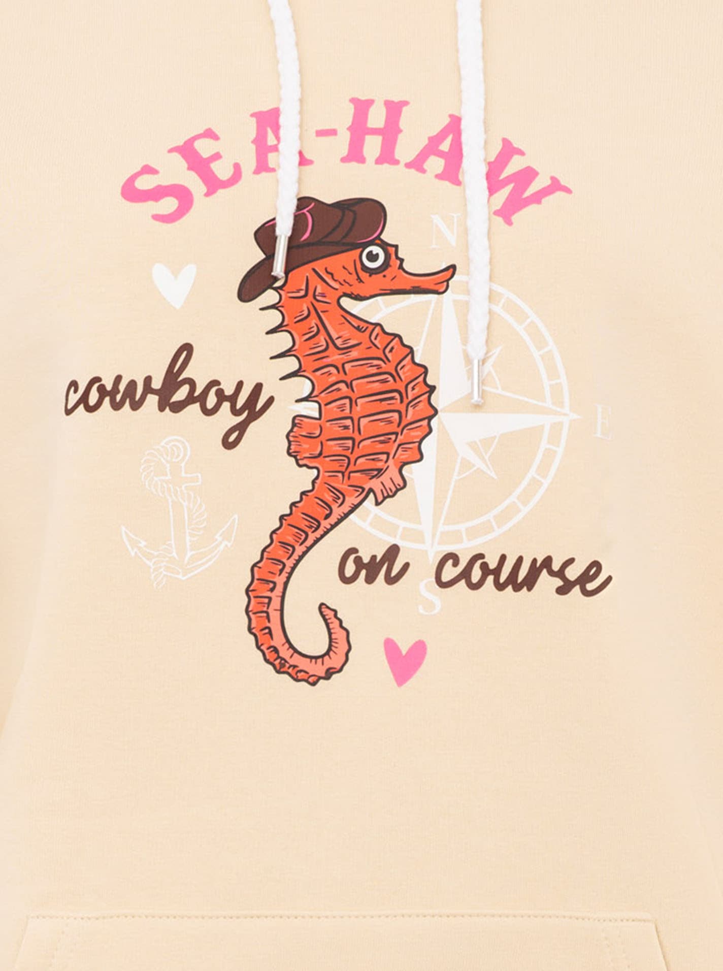 Zwillingsherz Hoodie »"Seepferdchen Cowbody"«, mit Stickerei, Kapuze, Fronttasche
