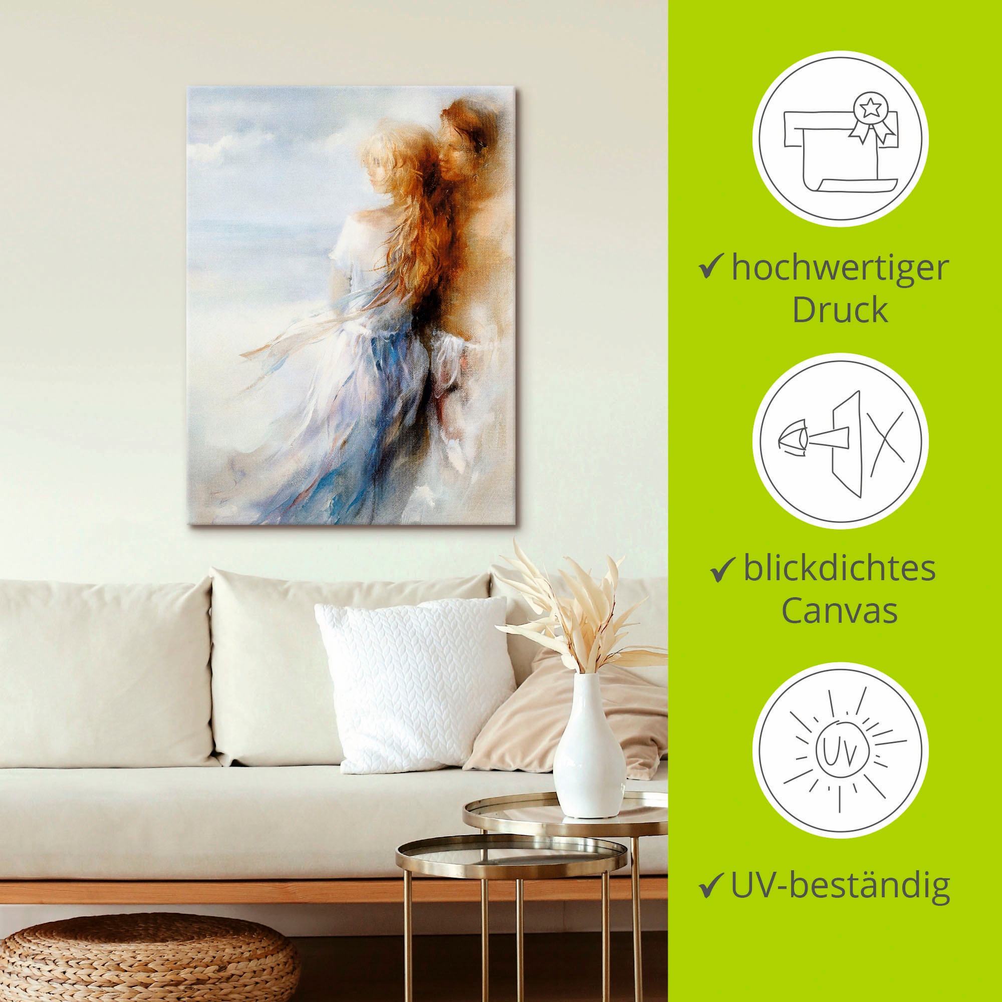 Artland Wandbild »Zusammen«, Paar, (1 St.), als Leinwandbild, Poster in verschied. Grössen