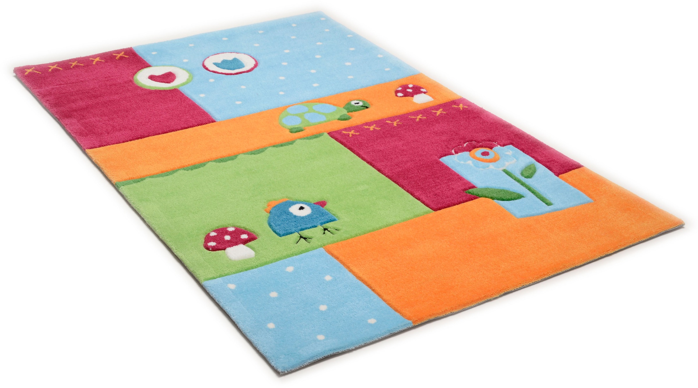 Image of THEKO Kinderteppich »Leben im Garten«, rechteckig, 14 mm Höhe, Kurzflor, Motiv Tiere, handgearbeiteter Reliefschnitt (Carving), Kinderzimmer bei Ackermann Versand Schweiz