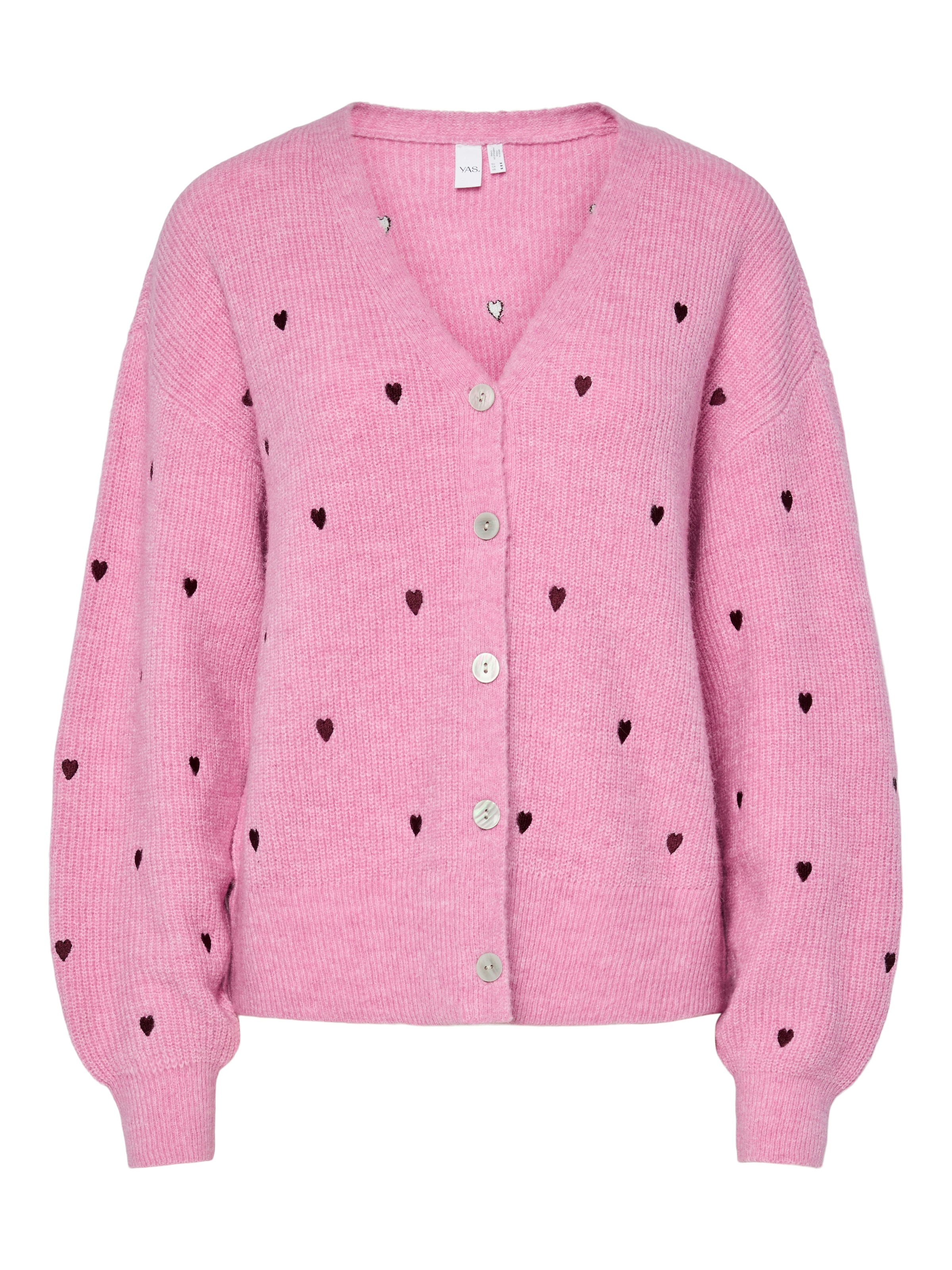 Y.A.S Veste en tricot »YASFLEUR LS KNIT CARDIGAN S. NOOS« Mélange de matières, coupe régulière, brodé