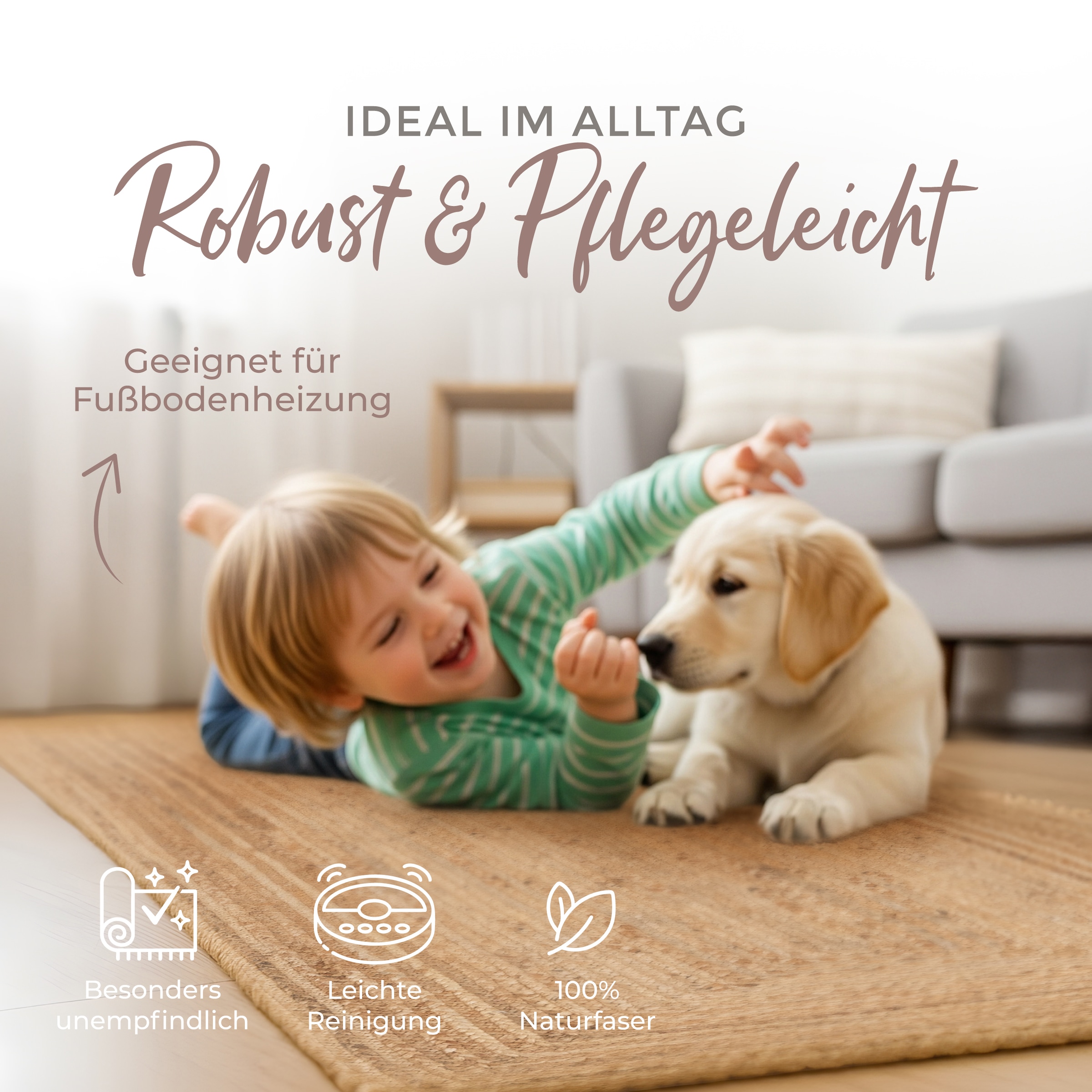 carpetfine Teppich »Nele Juteteppich Naturfaser«, rechteckig, 6 mm Höhe, geflochtener Wendeteppich aus 100% Jute, quadratisch und als Läufer