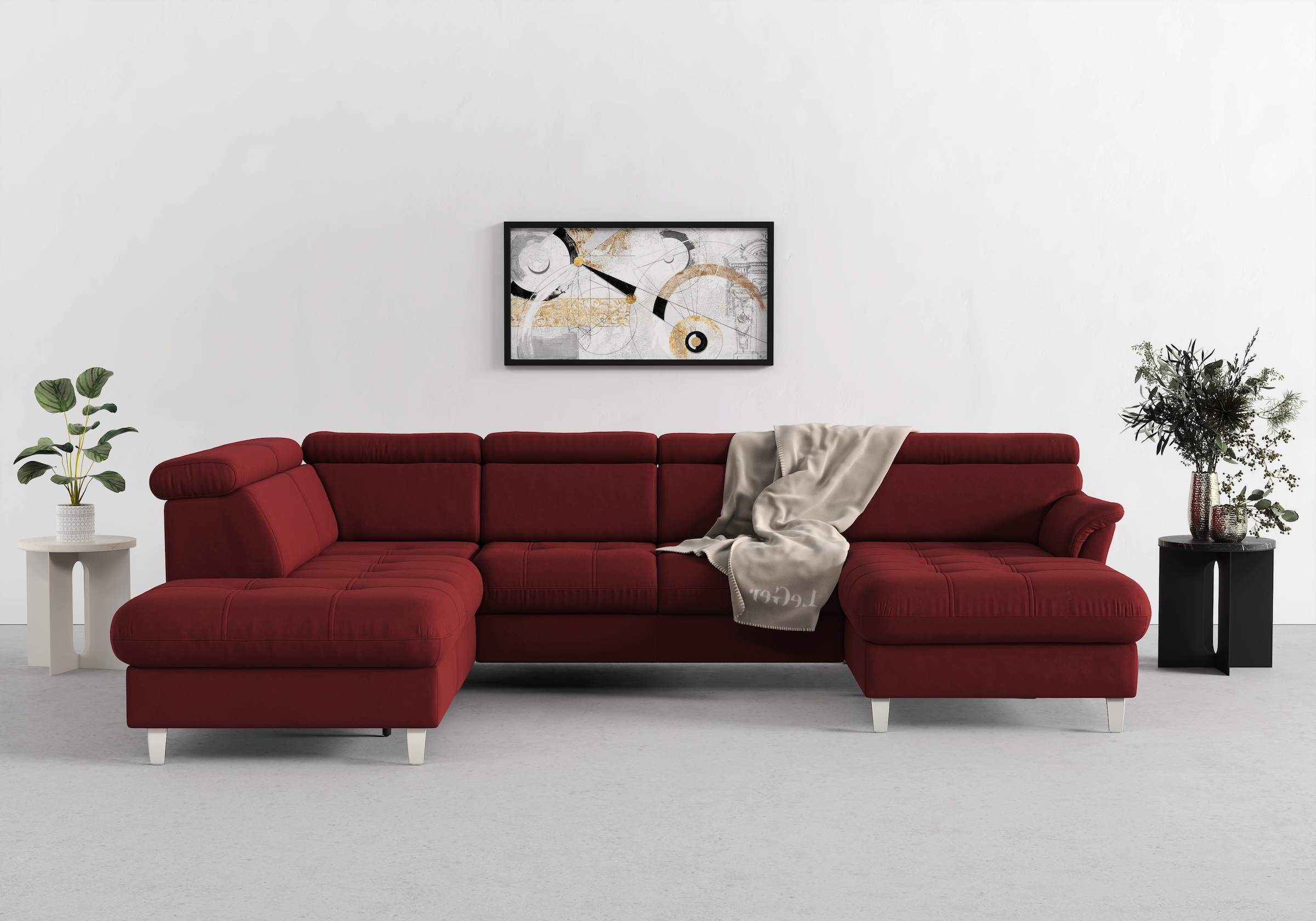 sit&more Wohnlandschaft »Marano U-Form« inklusive Kopfteilverstellung, wahlweise mit Bettfunktion, Bettkasten