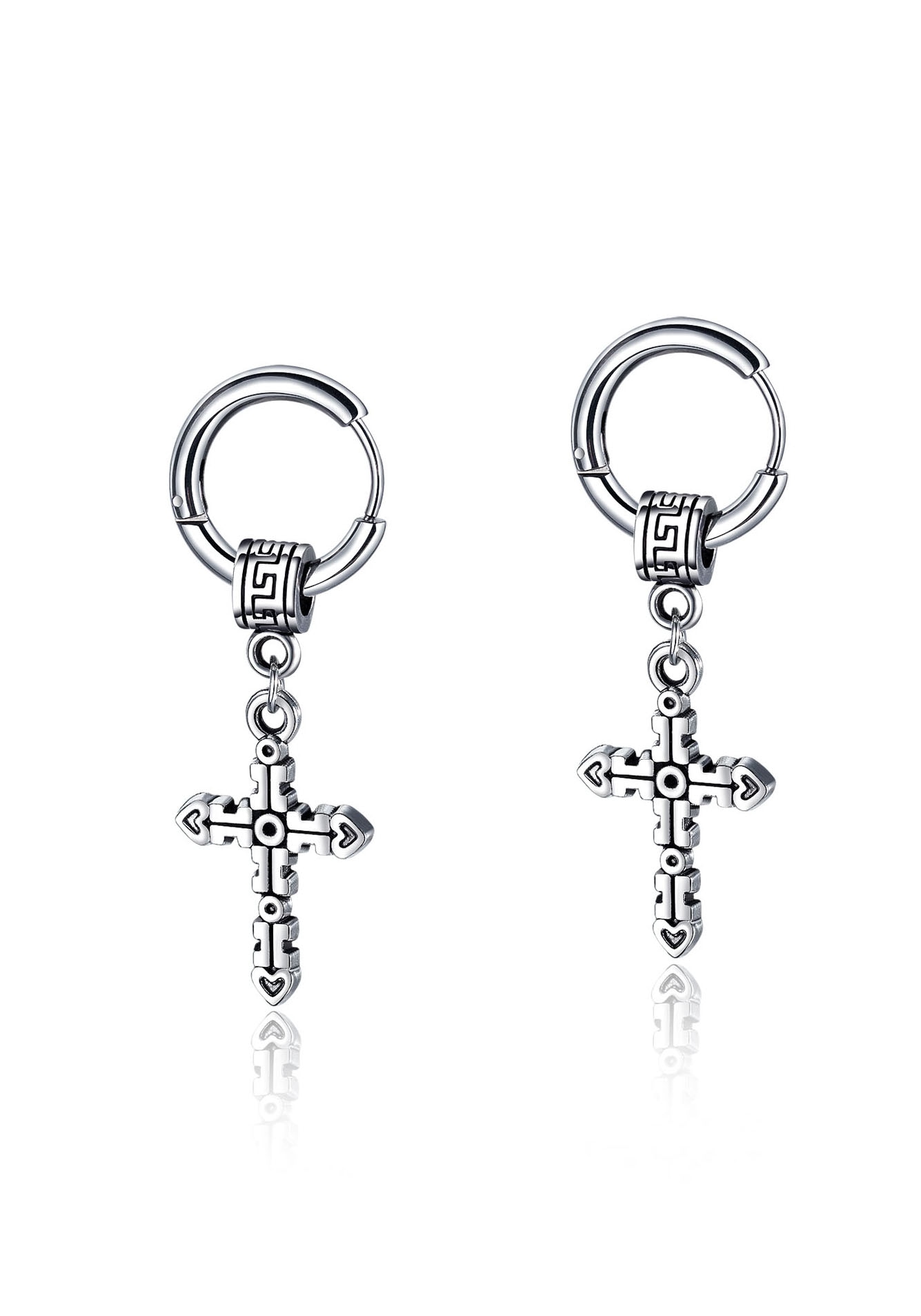 Image of Firetti Paar Creolen "Schmuck Geschenk Kreuz" Einhänger abnehmbar