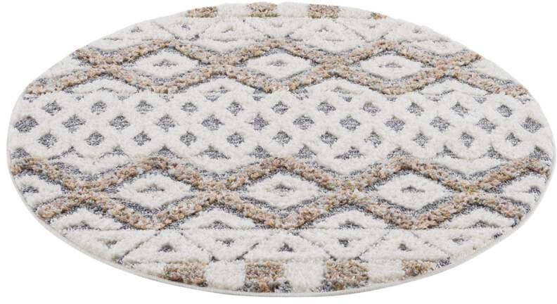 Carpet City Hochflor-Teppich »Focus 3050«, rund, 20 mm Höhe, Boho-Teppich, Hochtief-Muster/ 3D-Effekt, für Wohnzimmer, Schlafzimmer