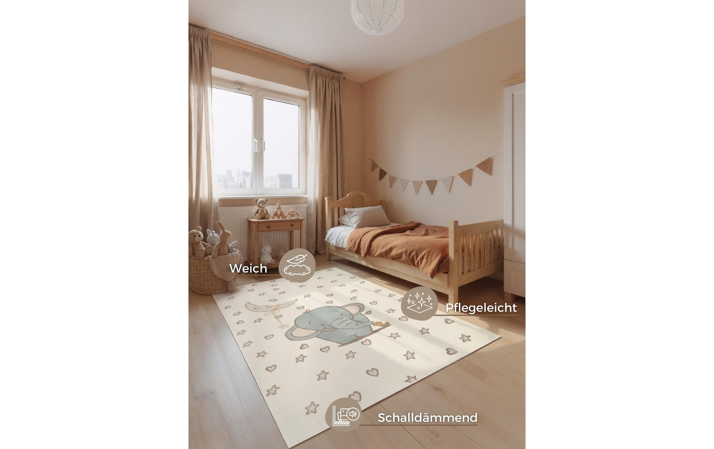 HANSE Home »Little Elli« rechteckig 10 mm Höhe Pflegeleicht, Weich, Kinderzimmer, Spielteppich, Spielunterlage