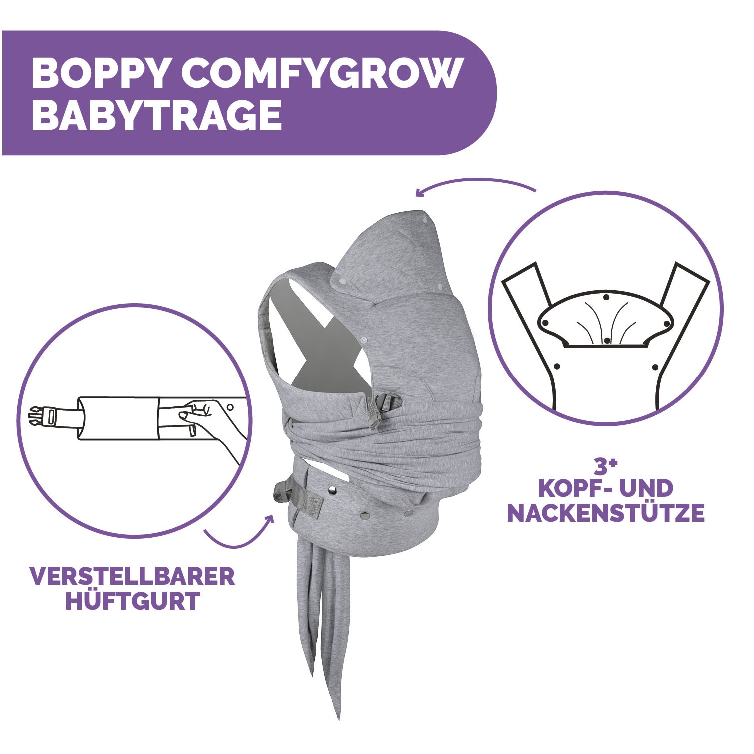 Chicco Porte-bébé »Boppy Comfygrow Grey« bis 15 kilos